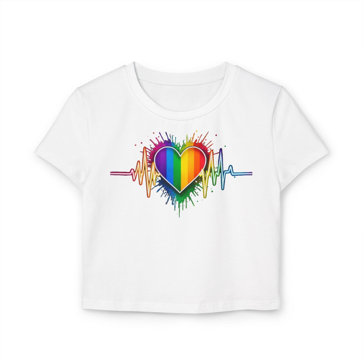Pride baby tee Pride Heart Women's Baby Tee - Colorful Pulse Design for LGBTQ+ Celebration