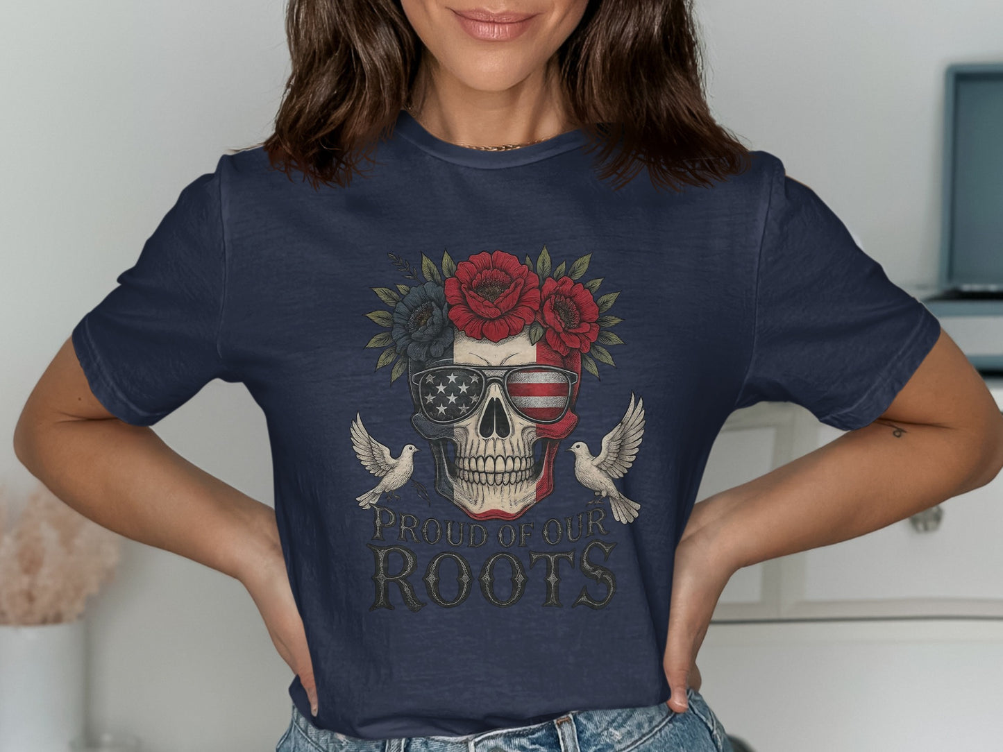 Proud Of Our Roots Skull Graphic Shirt product type