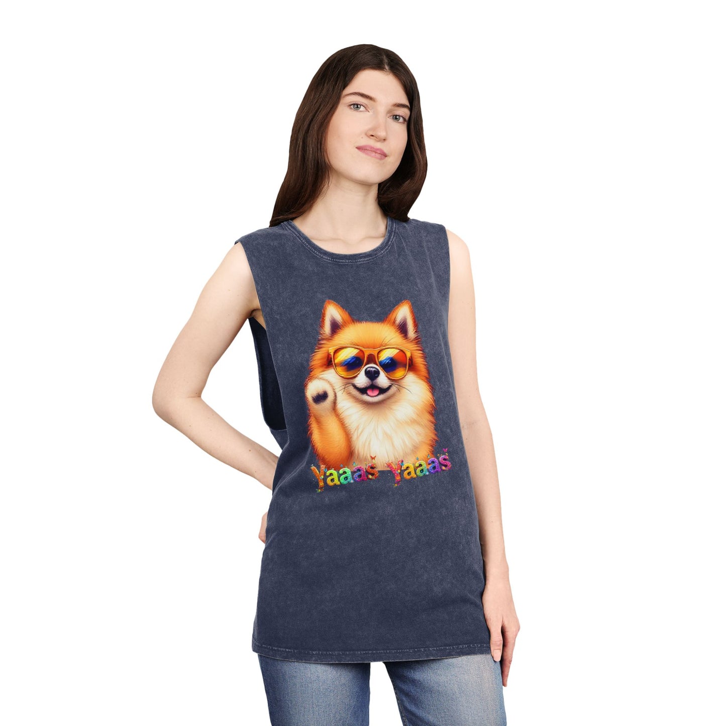 Yaaas Yaaas Unisex Stonewash Tank Top - Trendy Dog Lover Apparel