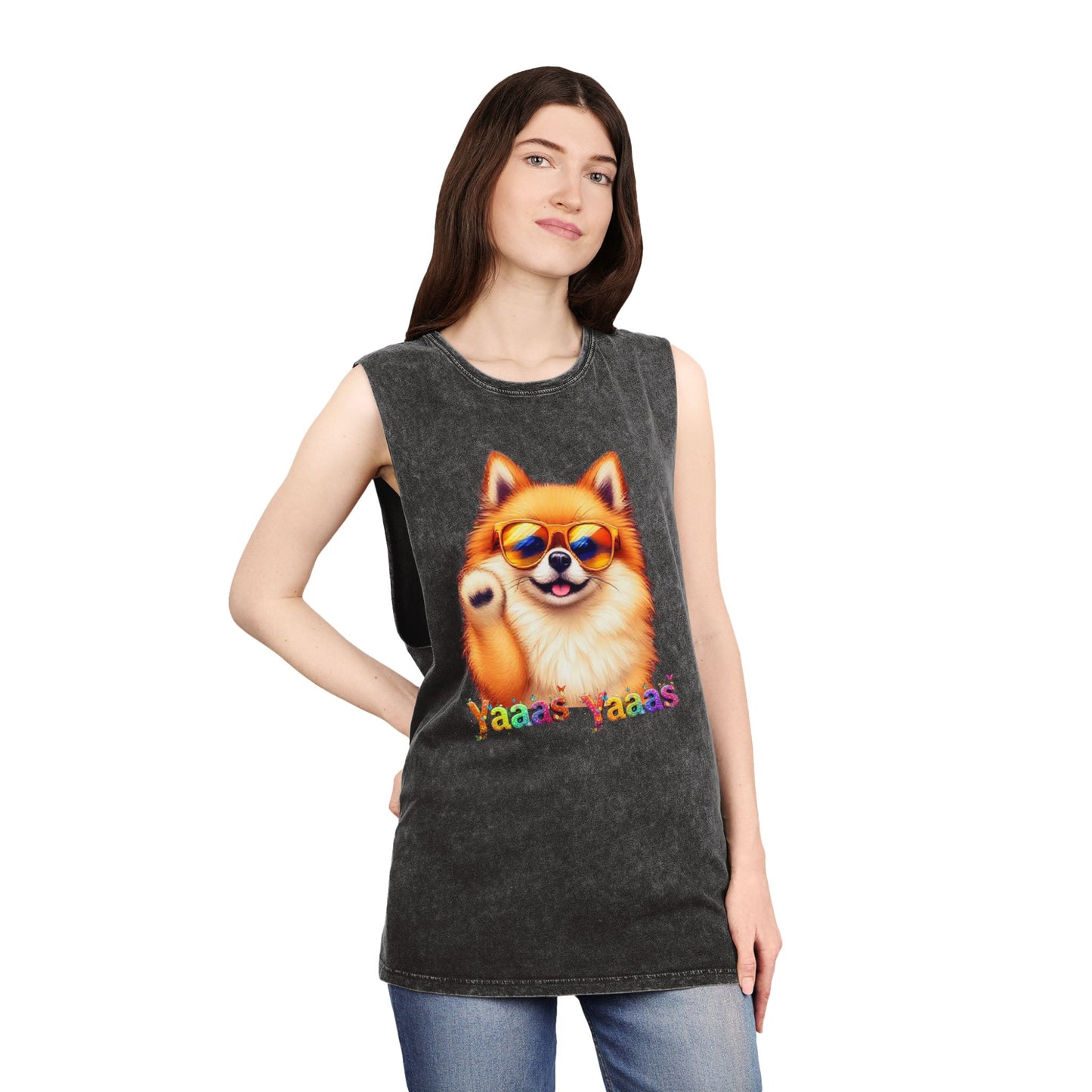 Yaaas Yaaas Unisex Stonewash Tank Top - Trendy Dog Lover Apparel