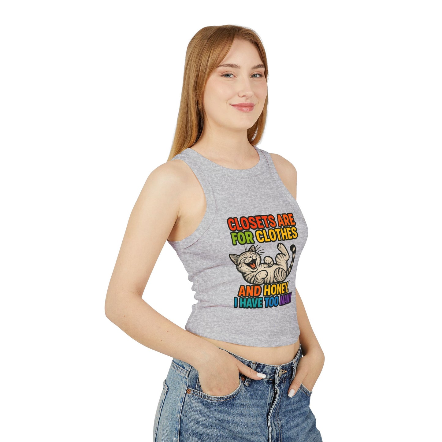 Pride Tank Top Funny Cat Love Women's Racer Tank Top - 'Closets Are For Clothes'