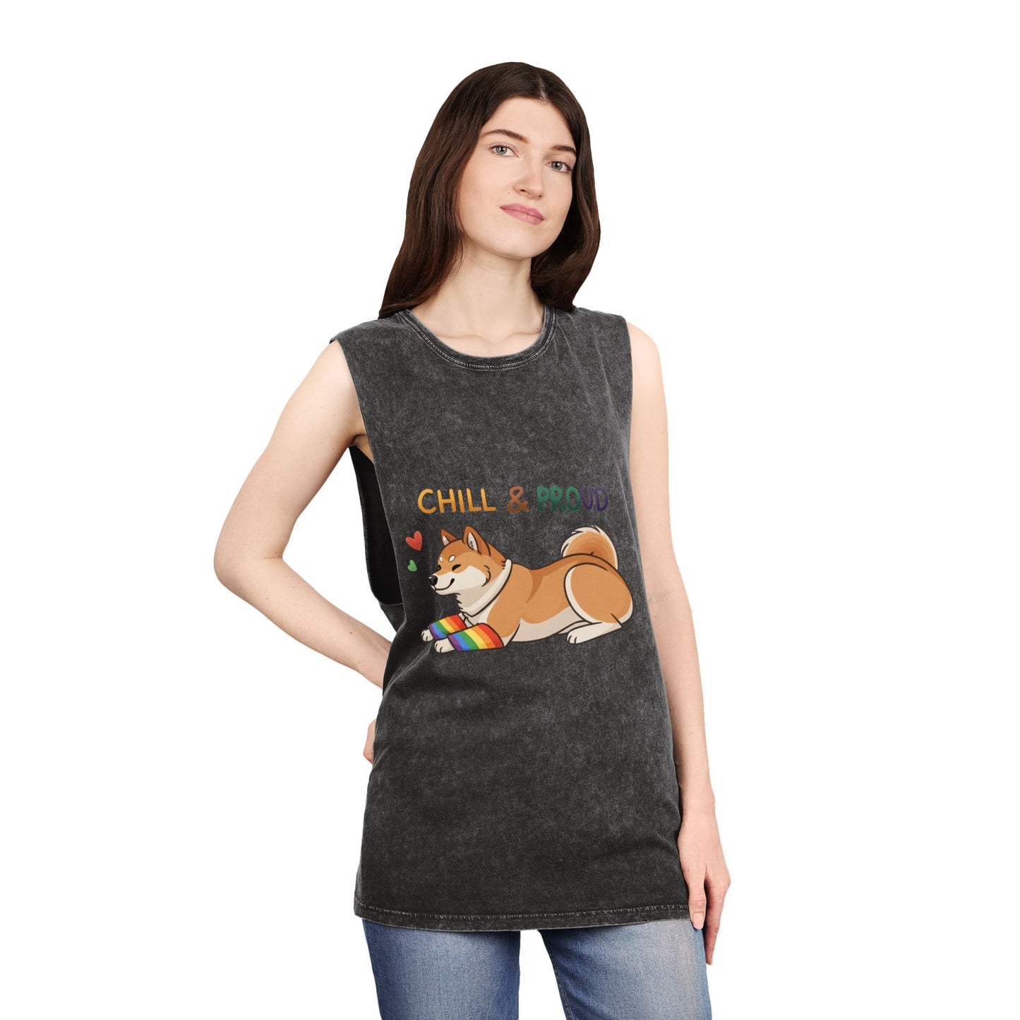 Chill & Proud Unisex Stonewash Tank Top - LGBTQ+ Pride Apparel