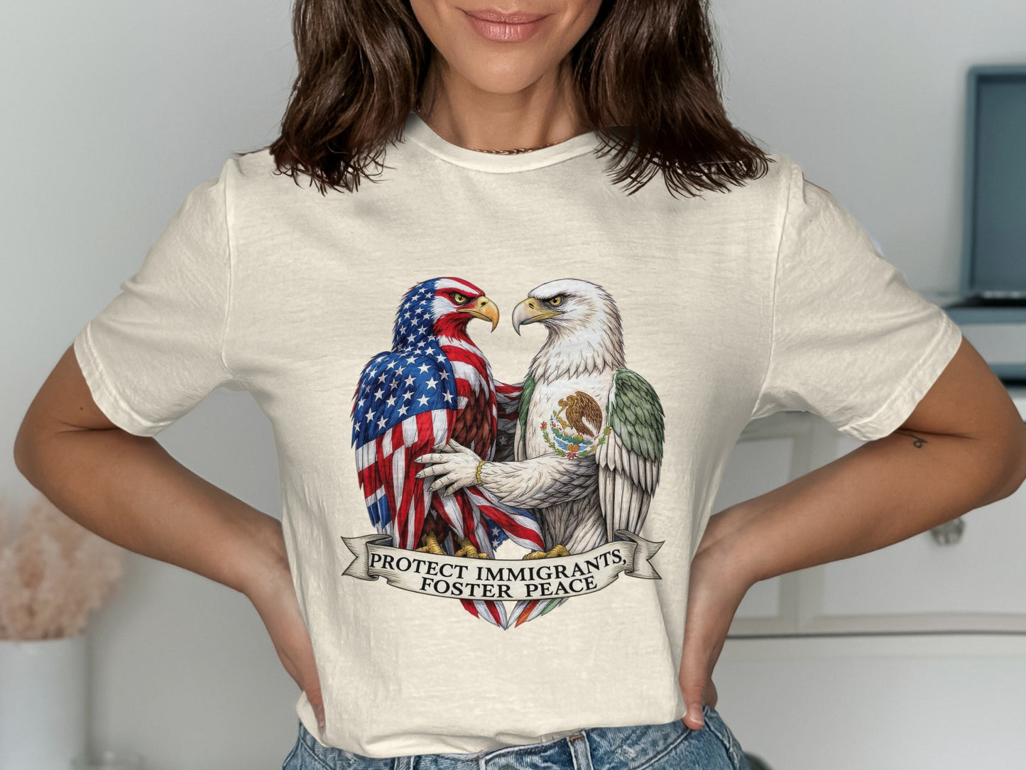 Protect Immigrants Foster Peace Graphic T-shirt product