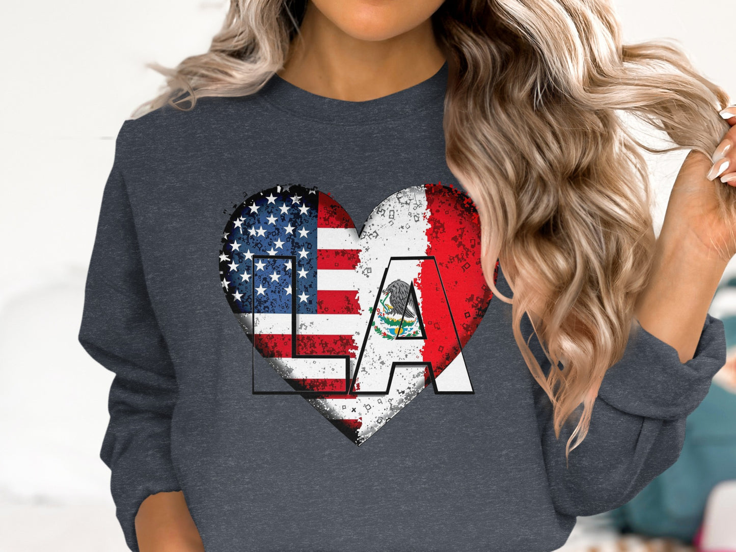 LA Heart Flag Graphic Long Sleeve Sweatshirt product
