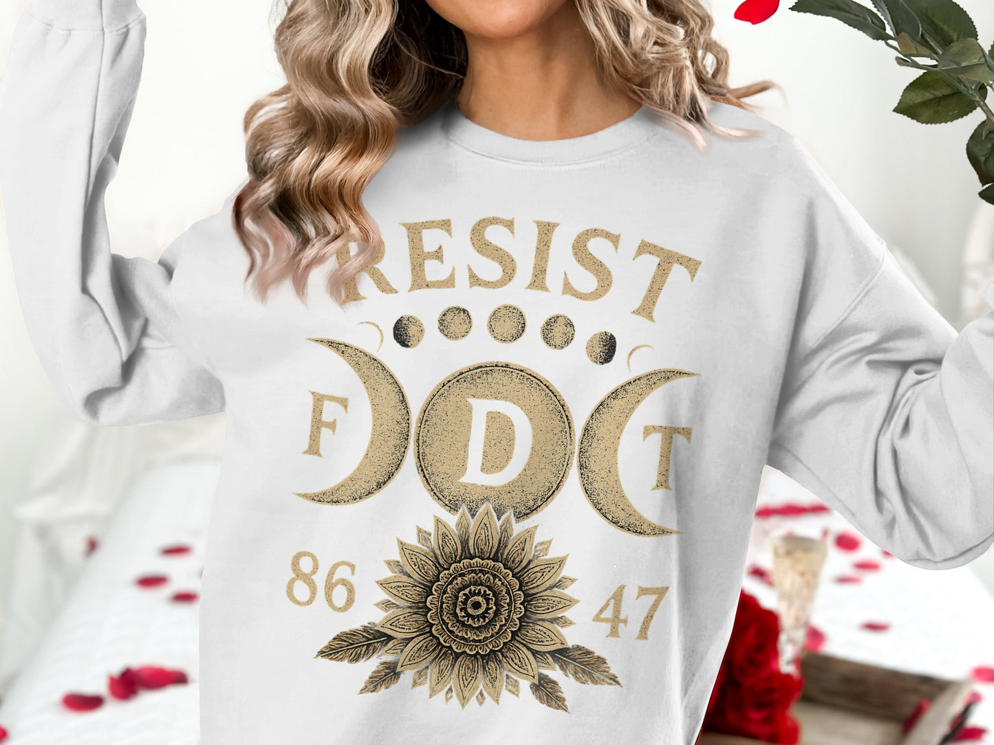 Resist Sunflower Moon Phases Graphic Sweatshirt product