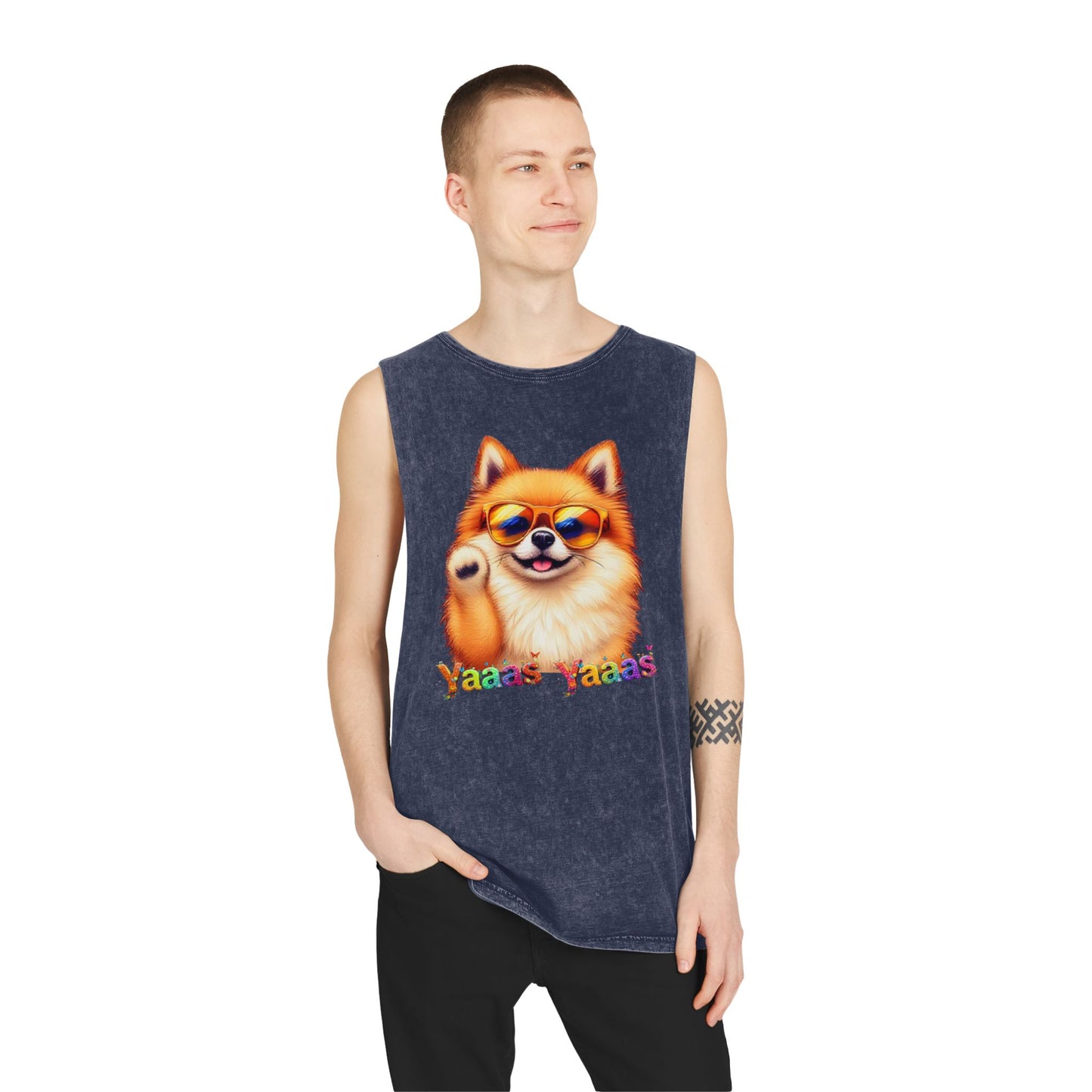 Yaaas Yaaas Unisex Stonewash Tank Top - Trendy Dog Lover Apparel