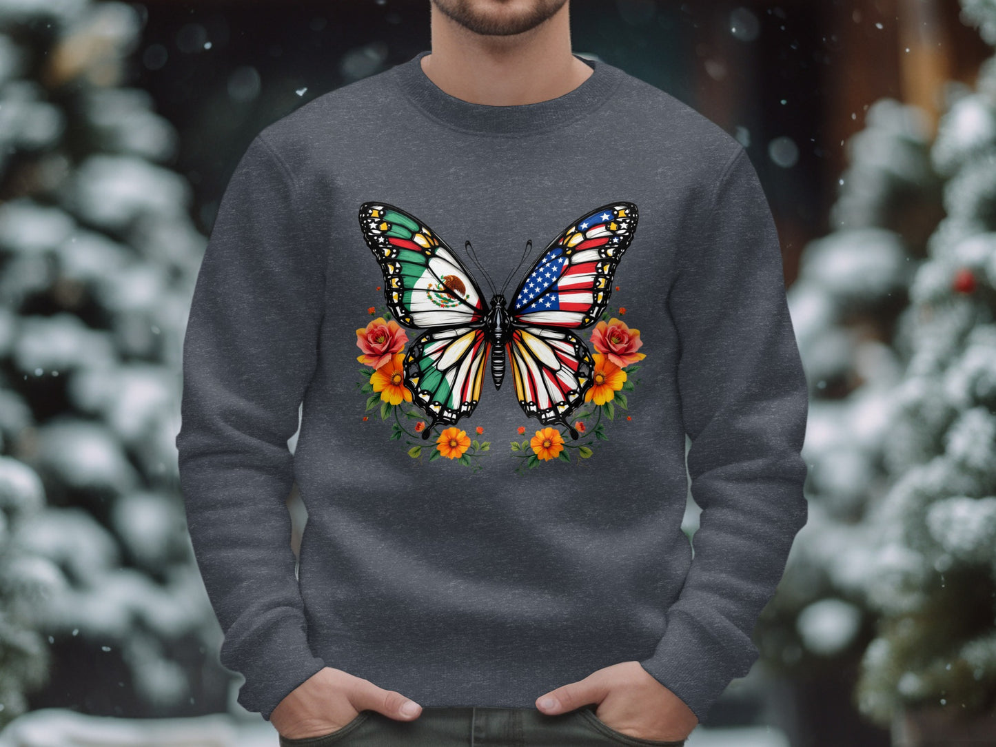 Patriotic Butterfly Print Sweatshirt Stylish Apparel product type