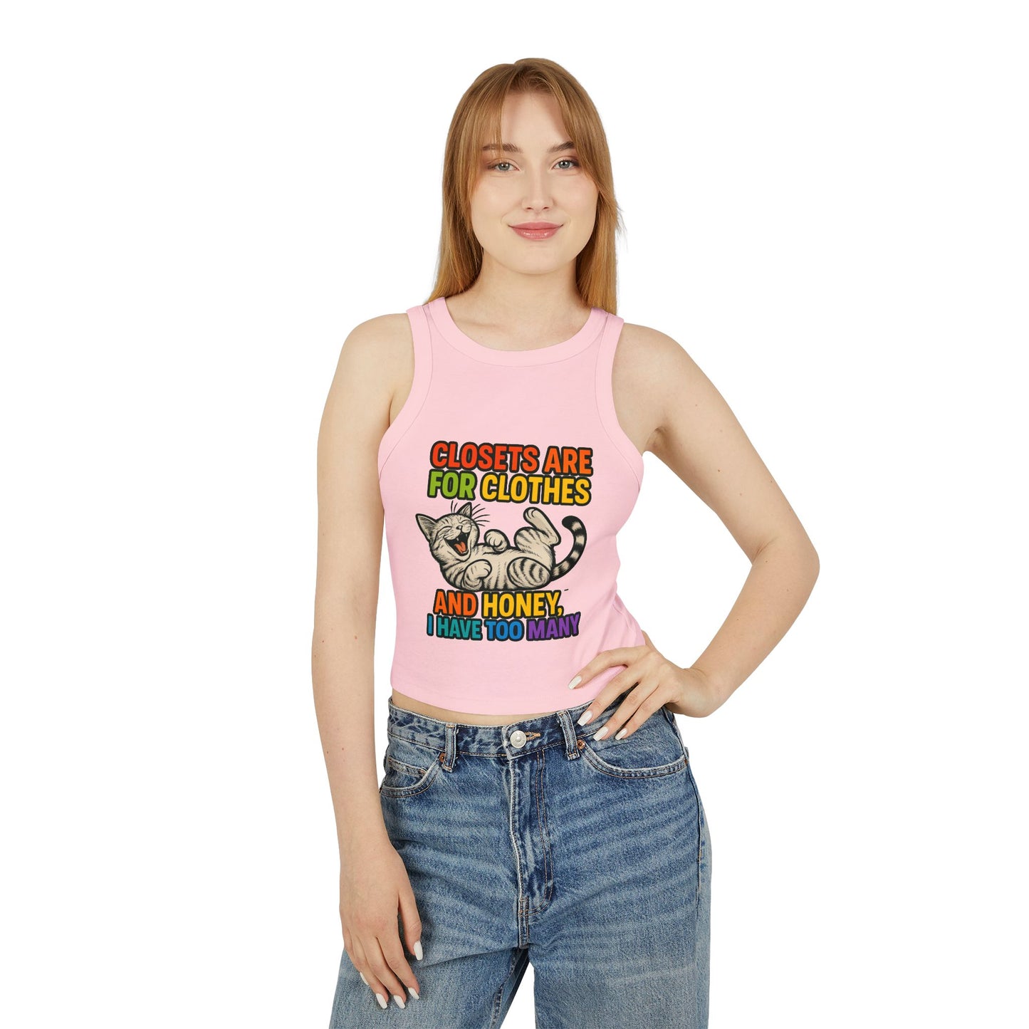 Pride Tank Top Funny Cat Love Women's Racer Tank Top - 'Closets Are For Clothes'