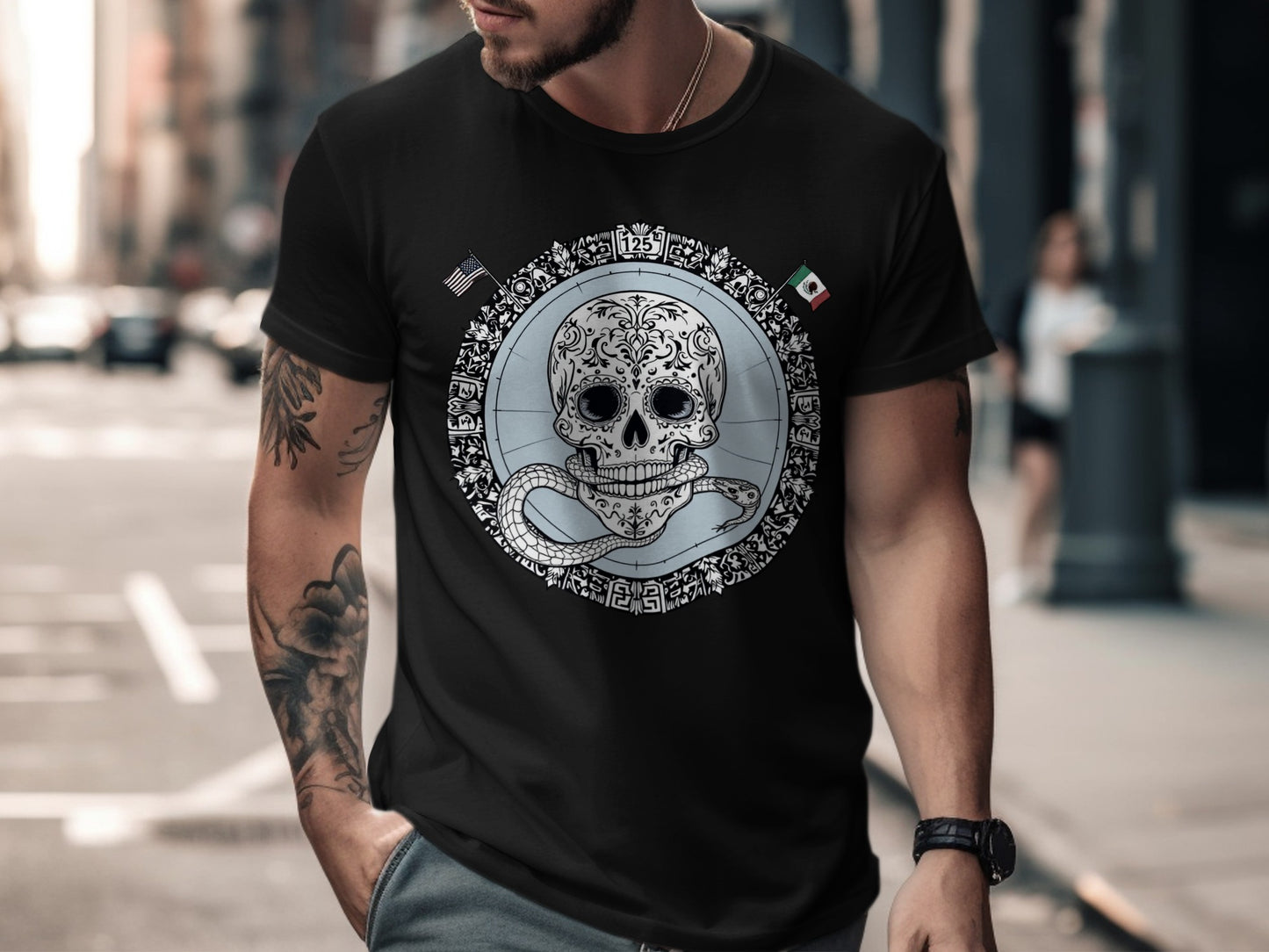Aztec Skull Design T-shirt Streetwear Clothing product type