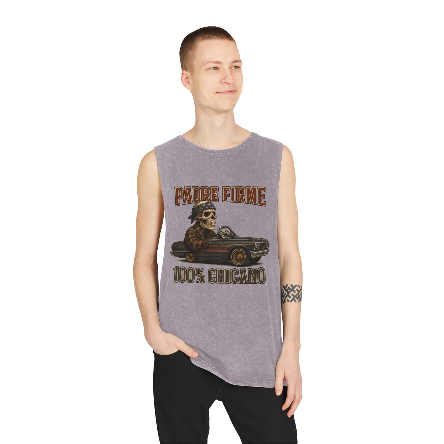 Chicano-Inspired Stonewash Tank Top, Vintage Vibe Tee, Perfect for Summer, Festival Wear, Ideal Gift for Music Lovers