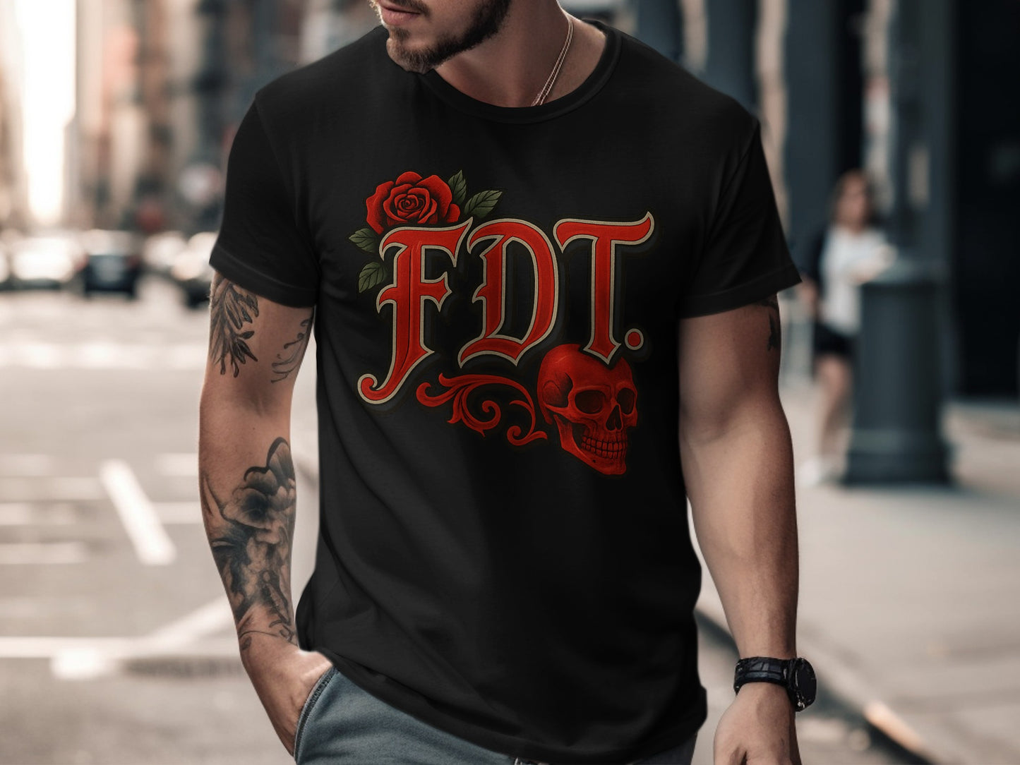 Bold Gothic Skull Rose Art Men's T-Shirt product type
