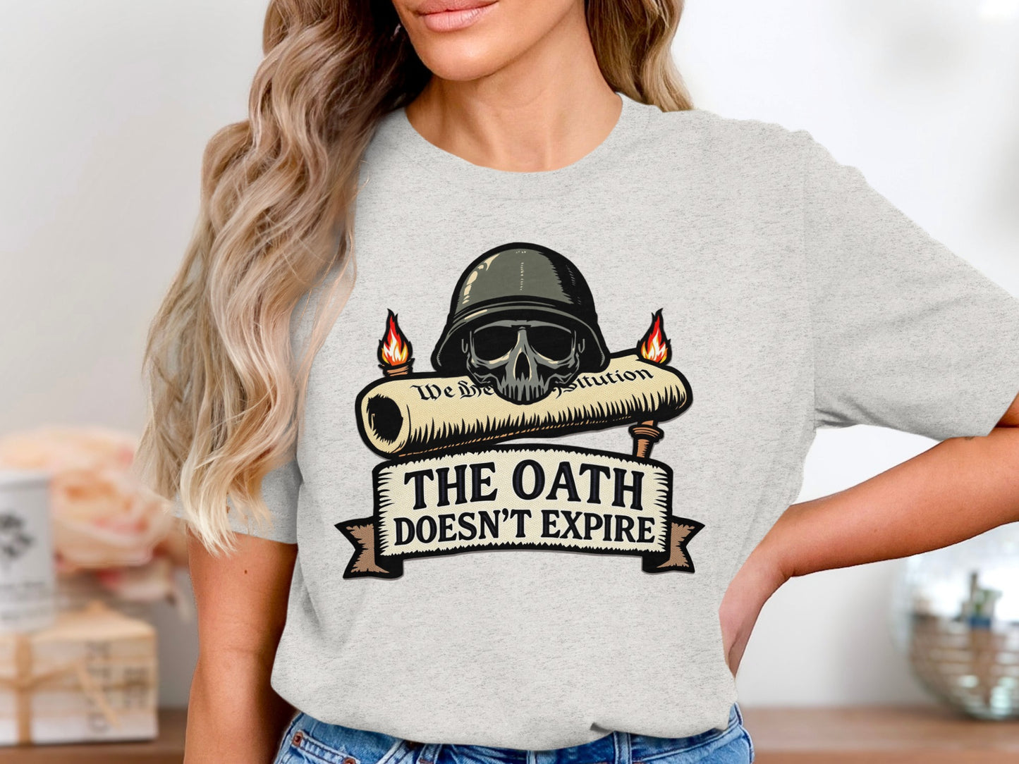 The Oath Doesn't Expire Military Skull Graphic Shirt