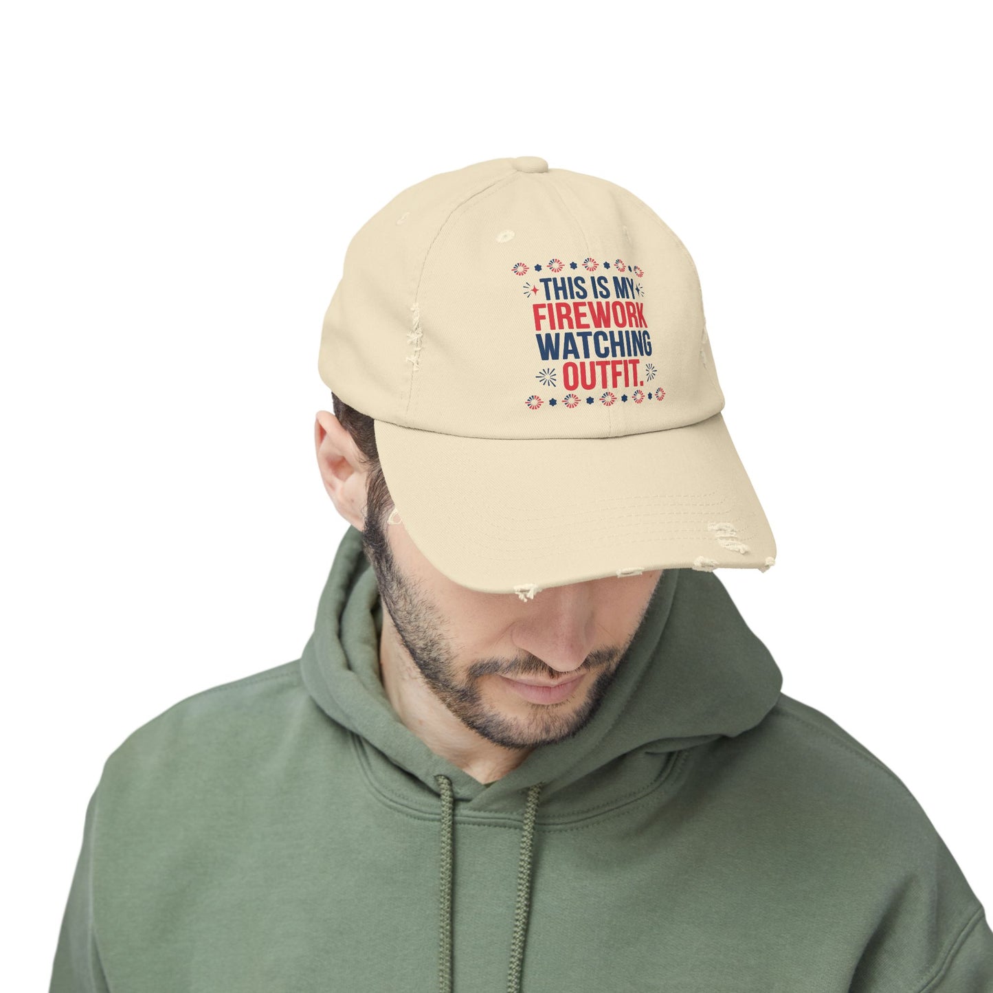 Firework Watching Cap - Unisex Distressed Hat for Celebrations