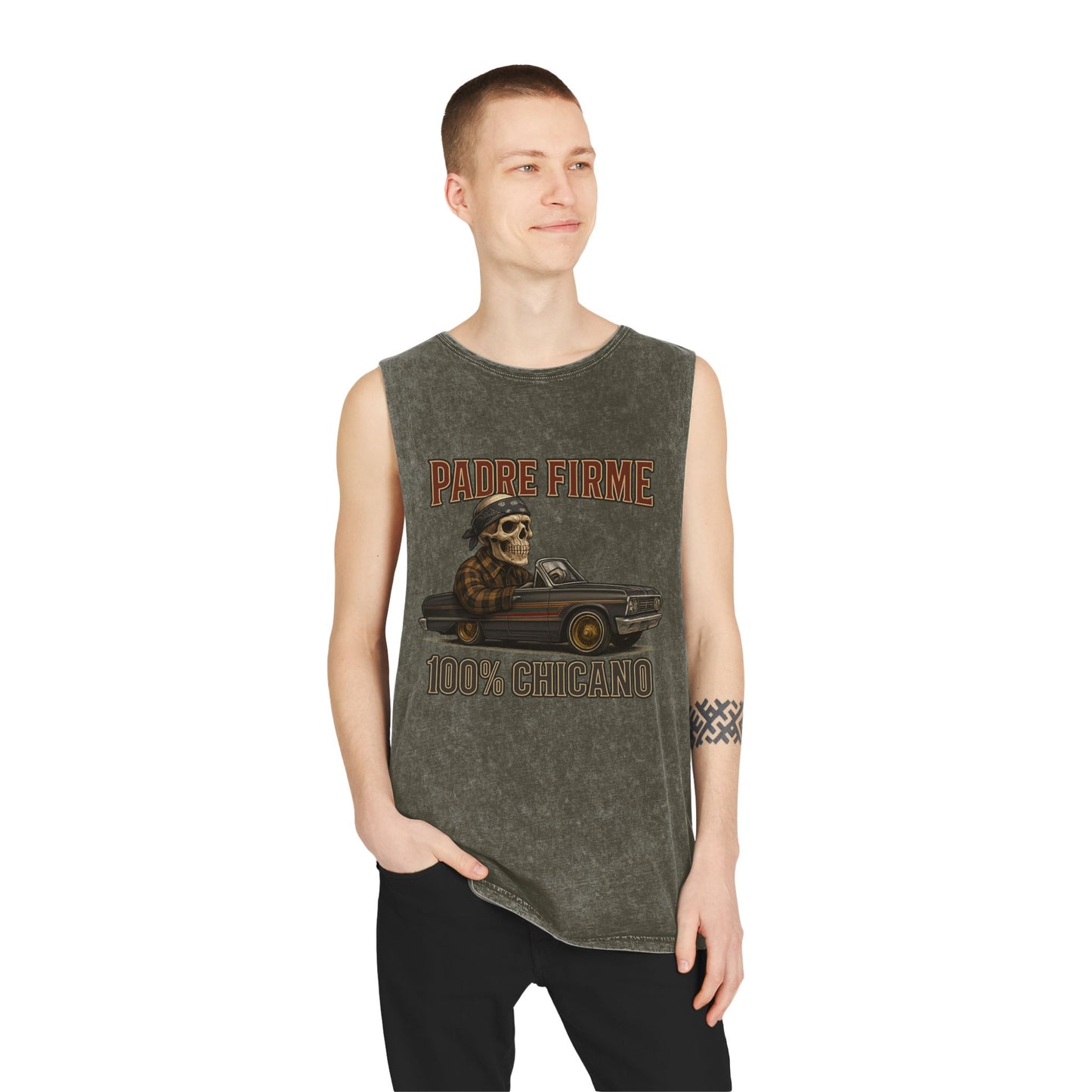 Chicano-Inspired Stonewash Tank Top, Vintage Vibe Tee, Perfect for Summer, Festival Wear, Ideal Gift for Music Lovers