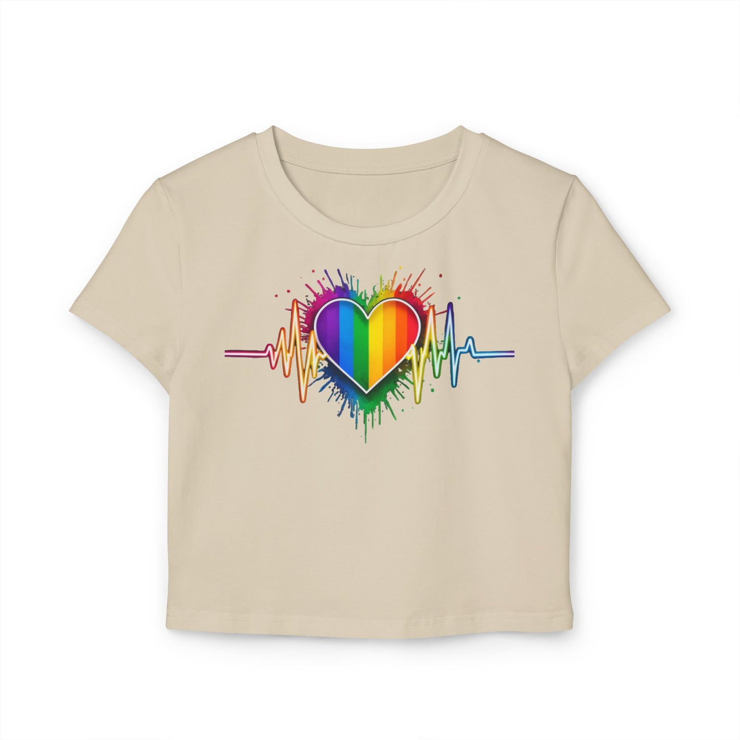 Pride baby tee Pride Heart Women's Baby Tee - Colorful Pulse Design for LGBTQ+ Celebration