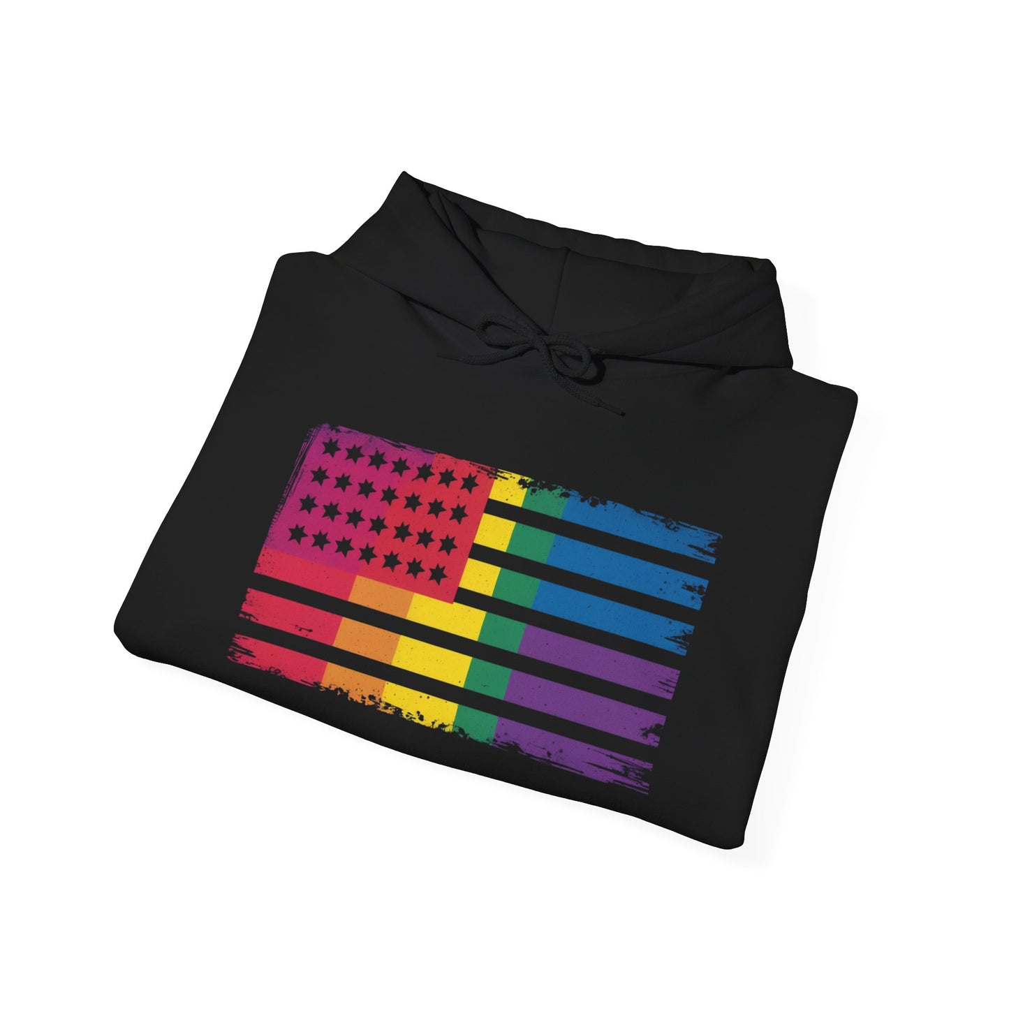 Pride American Flag Hoodie - Unisex Heavy Blend Sweatshirt