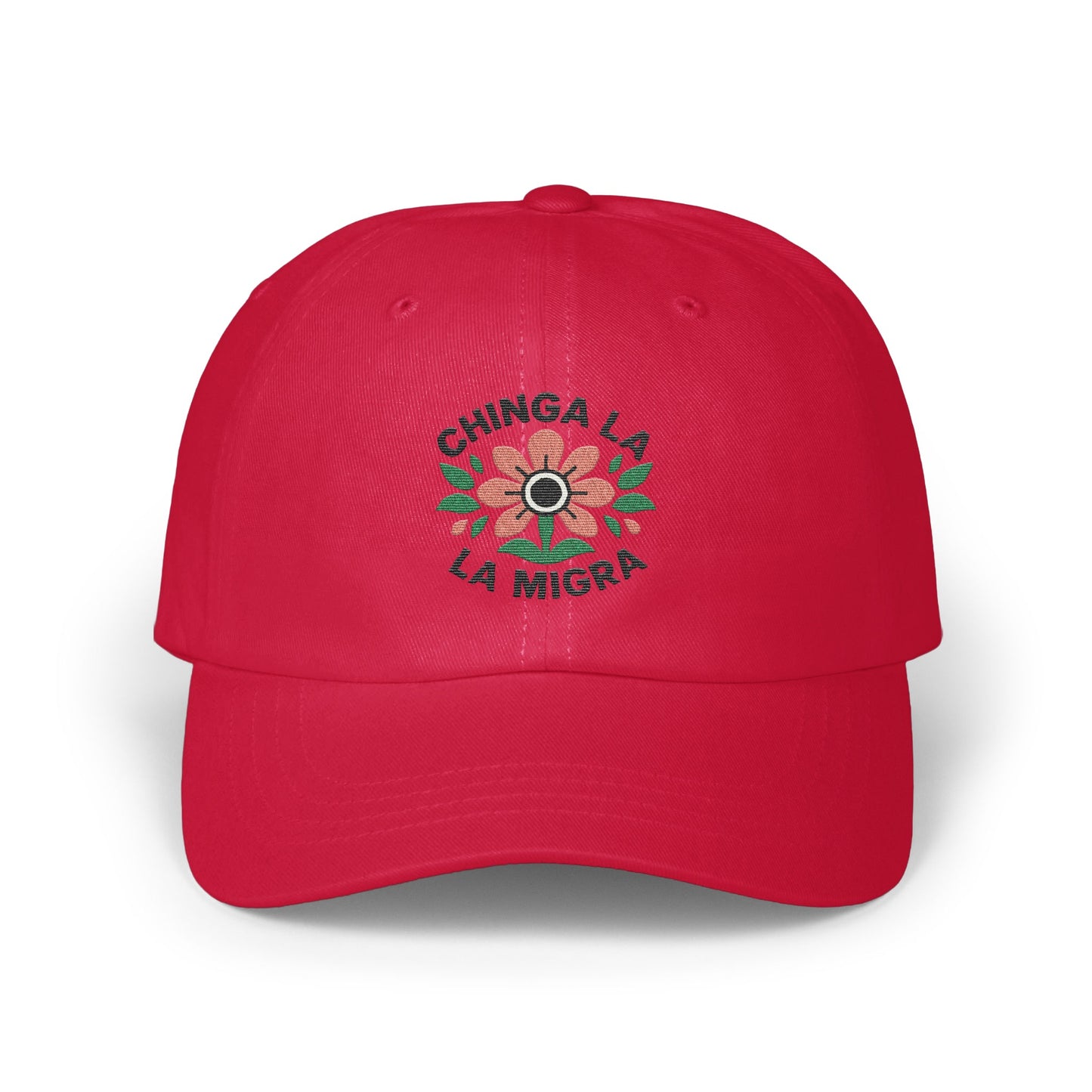 Red Cap with Chinga La Migra Embroidery Hat product