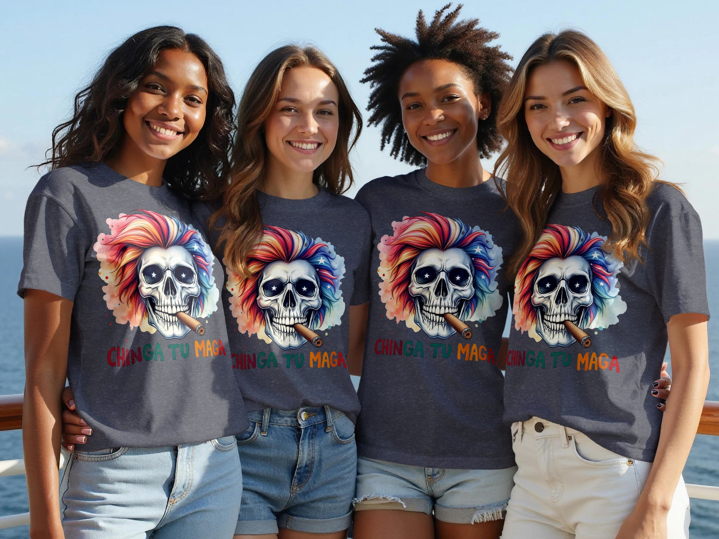 Vibrant Skull Design CHIN GA TU MADRE Message product type
