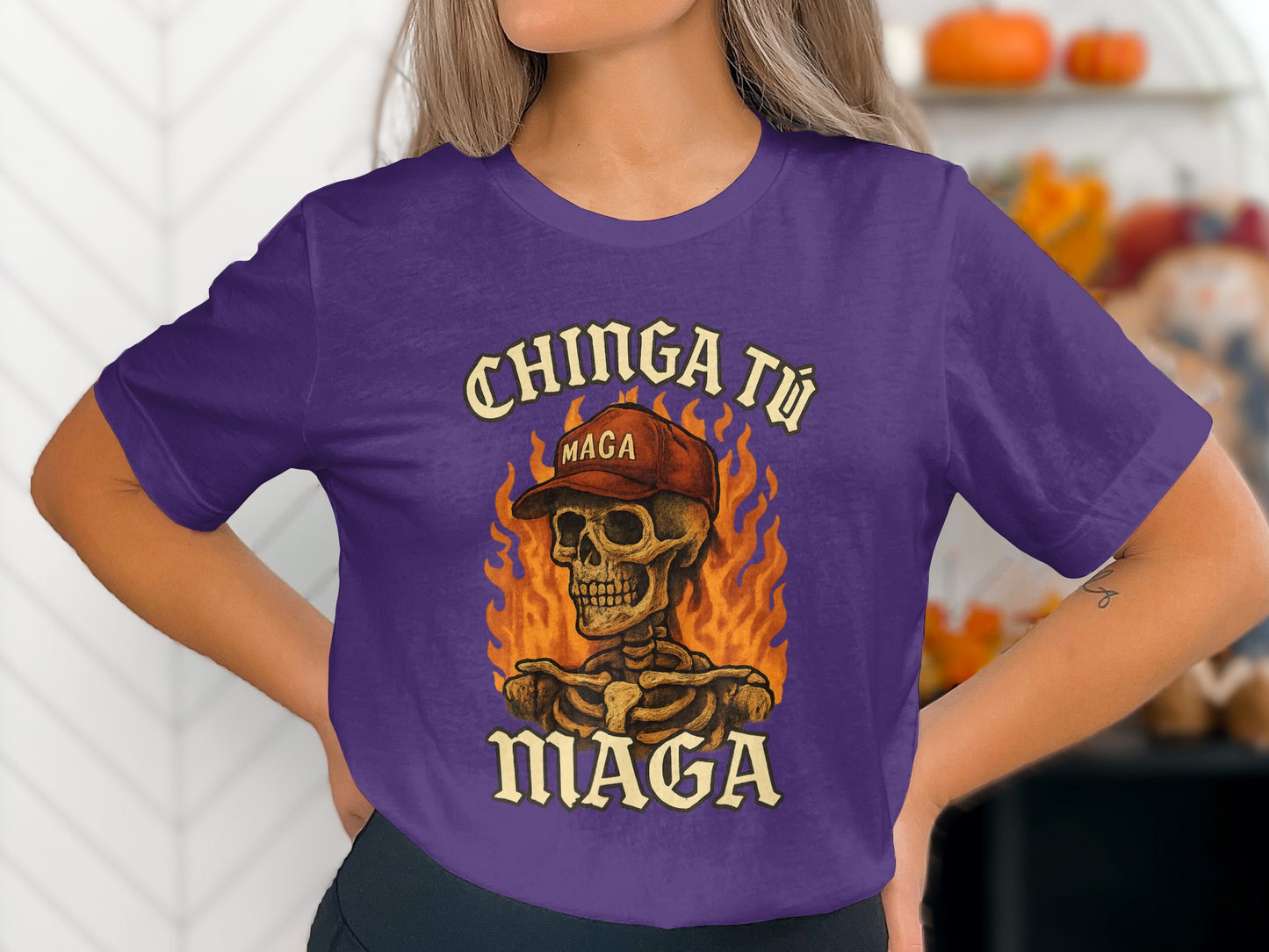 Chinga Tu MAGA Skull Flame Graphic T-Shirt product type