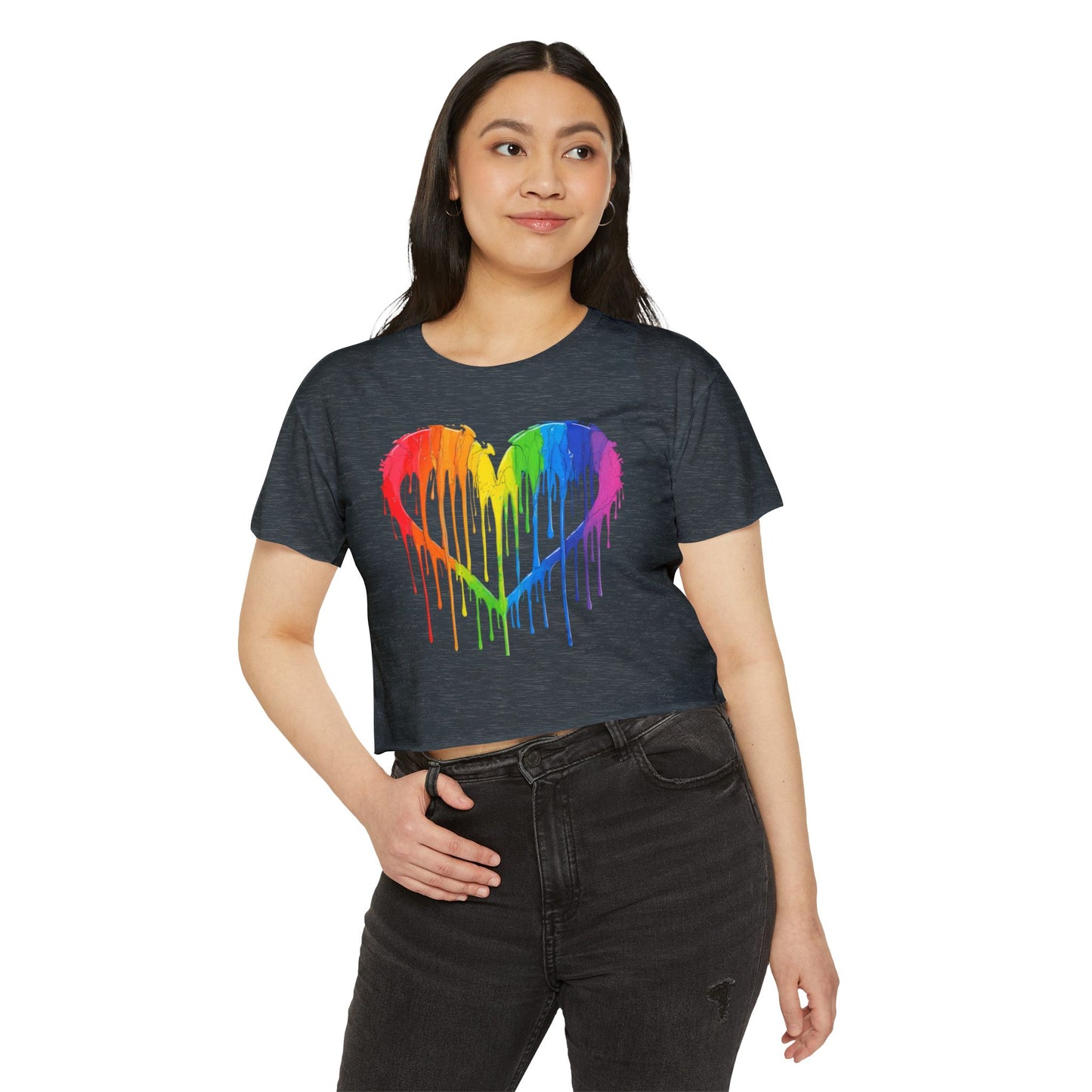 Pride corp top Rainbow Heart Women’s Festival Crop Top - Vibrant and Fun Summer Wear