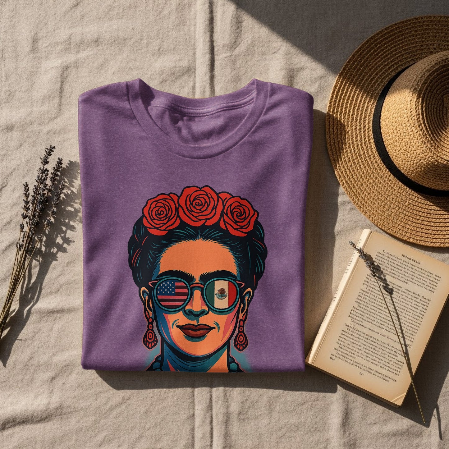 Vibrant Graphic Design Folded Purple T-Shirt product