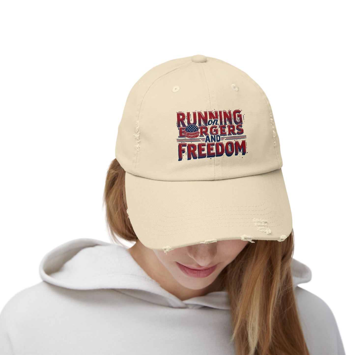 Unisex Distressed Cap - Running for Freedom Vintage Style Hat