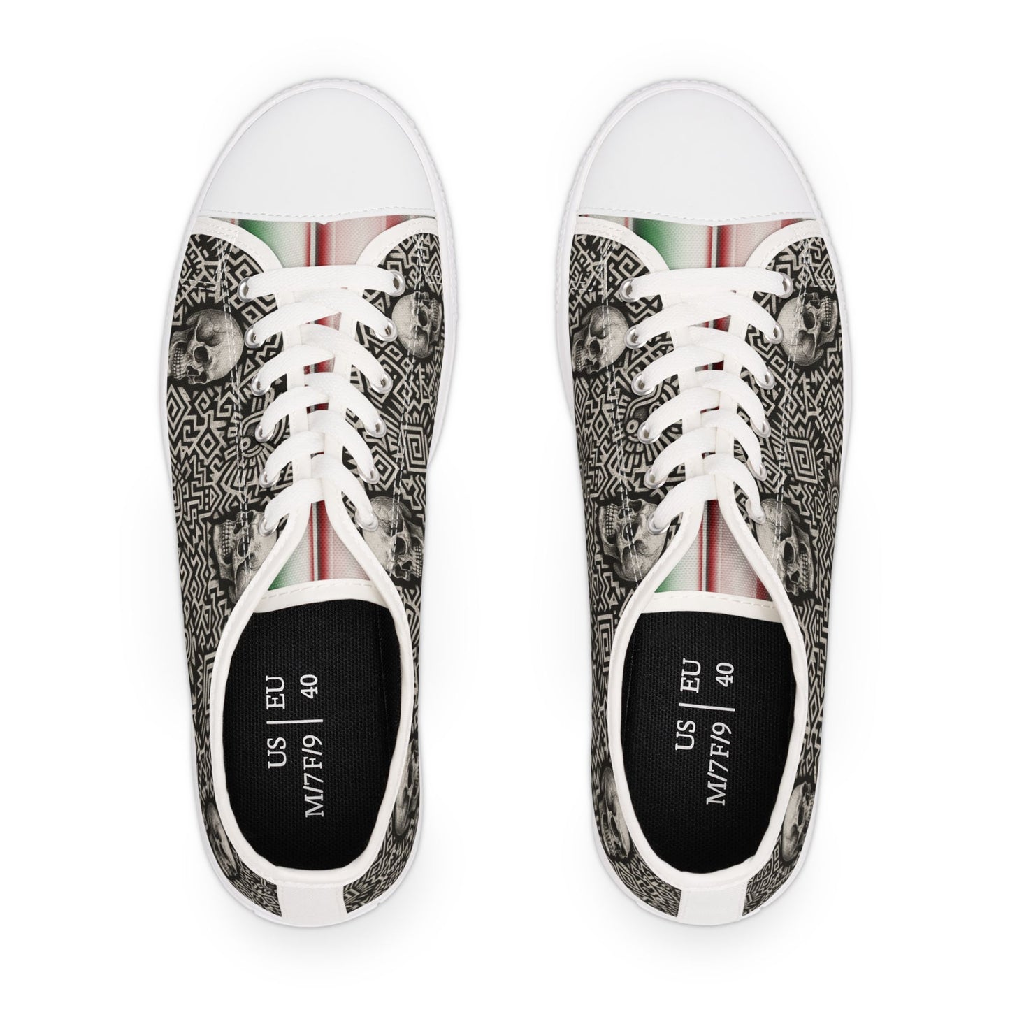 Edgy Skull Sneakers for Women, Unique Artistic Low Tops, Casual Footwear, Trendy Sneakers, Perfect for Halloween