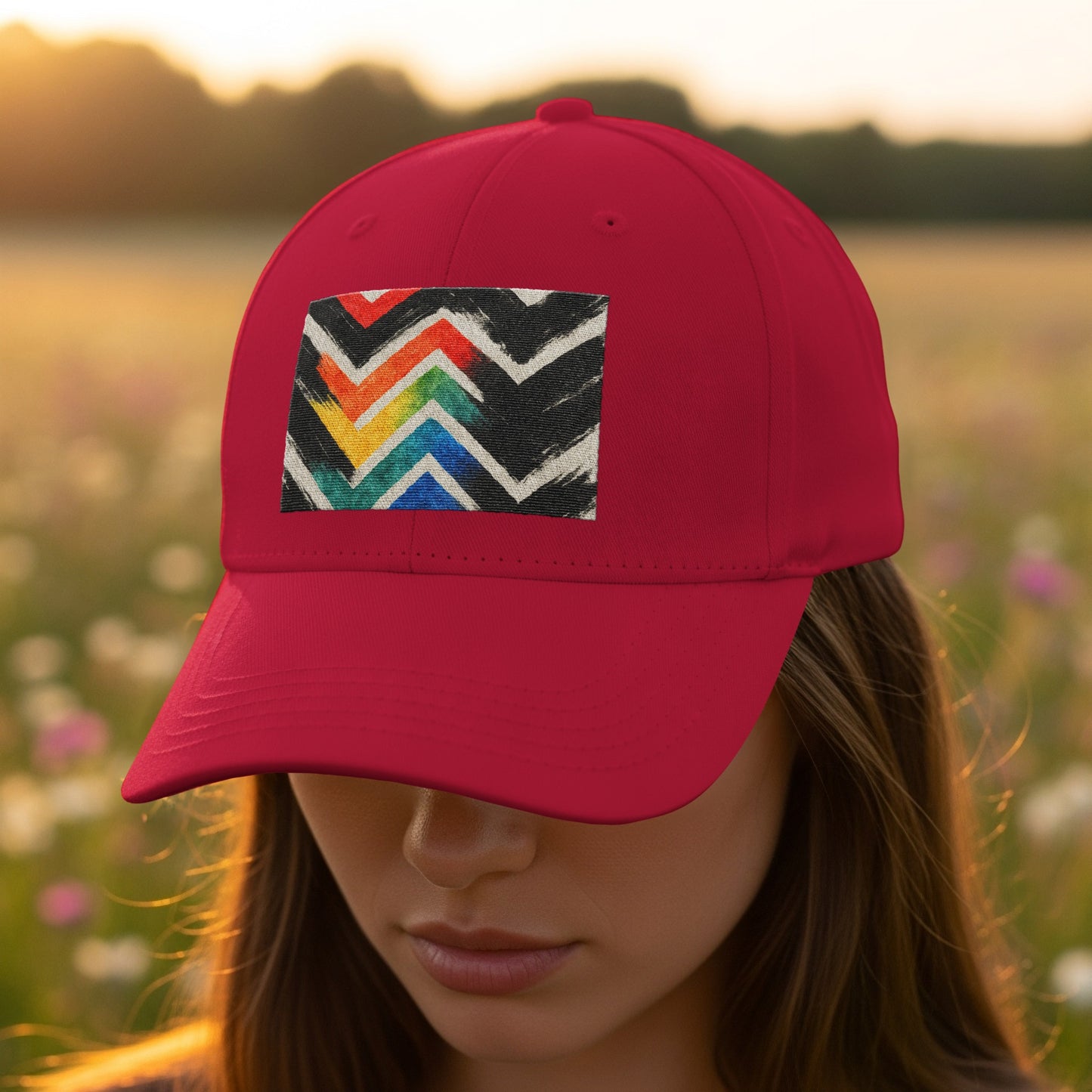 Colorful Chevron Pattern Design Red Baseball Cap product