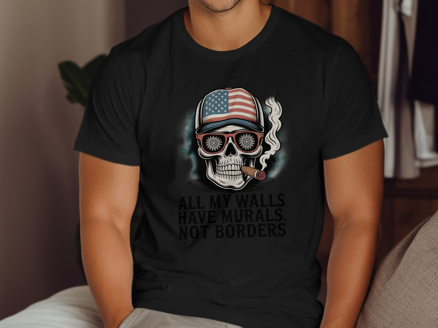 Patriotic Skull Graphic T-Shirt for Men product