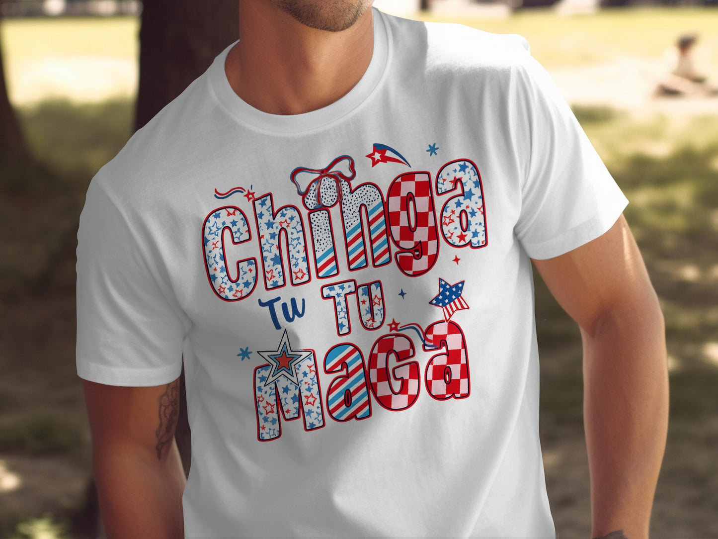 Patriotic Chinga Tu Maga Graphic Tee Shirt product