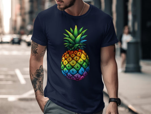 Rainbow Pineapple Design Short Sleeve Shirt product