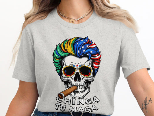 Chinga Tu Maga Skull Graphic Tee Shirt product type