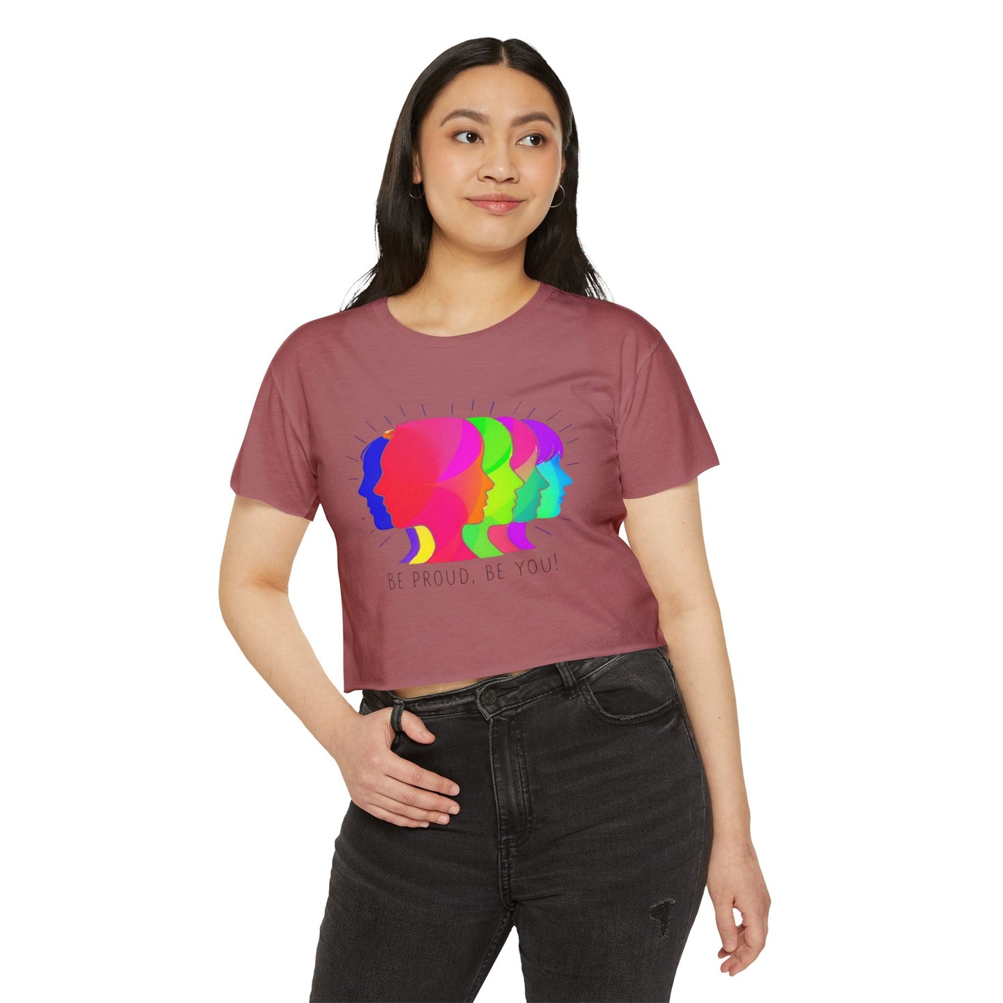Pride crop top Women’s Festival Crop Top - Be Proud, Be You! Vibrant Pride Graphic Tee
