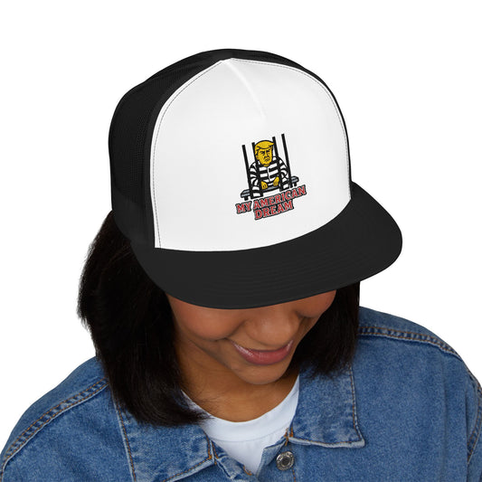 My American Dream Hat, Anti Trump Hat. Embroidered 5 Panel Trucker Cap with Vintage Floral Design, Summer Hat, Outdoor Accessory, Casual Headwear, Gift for Him/Her