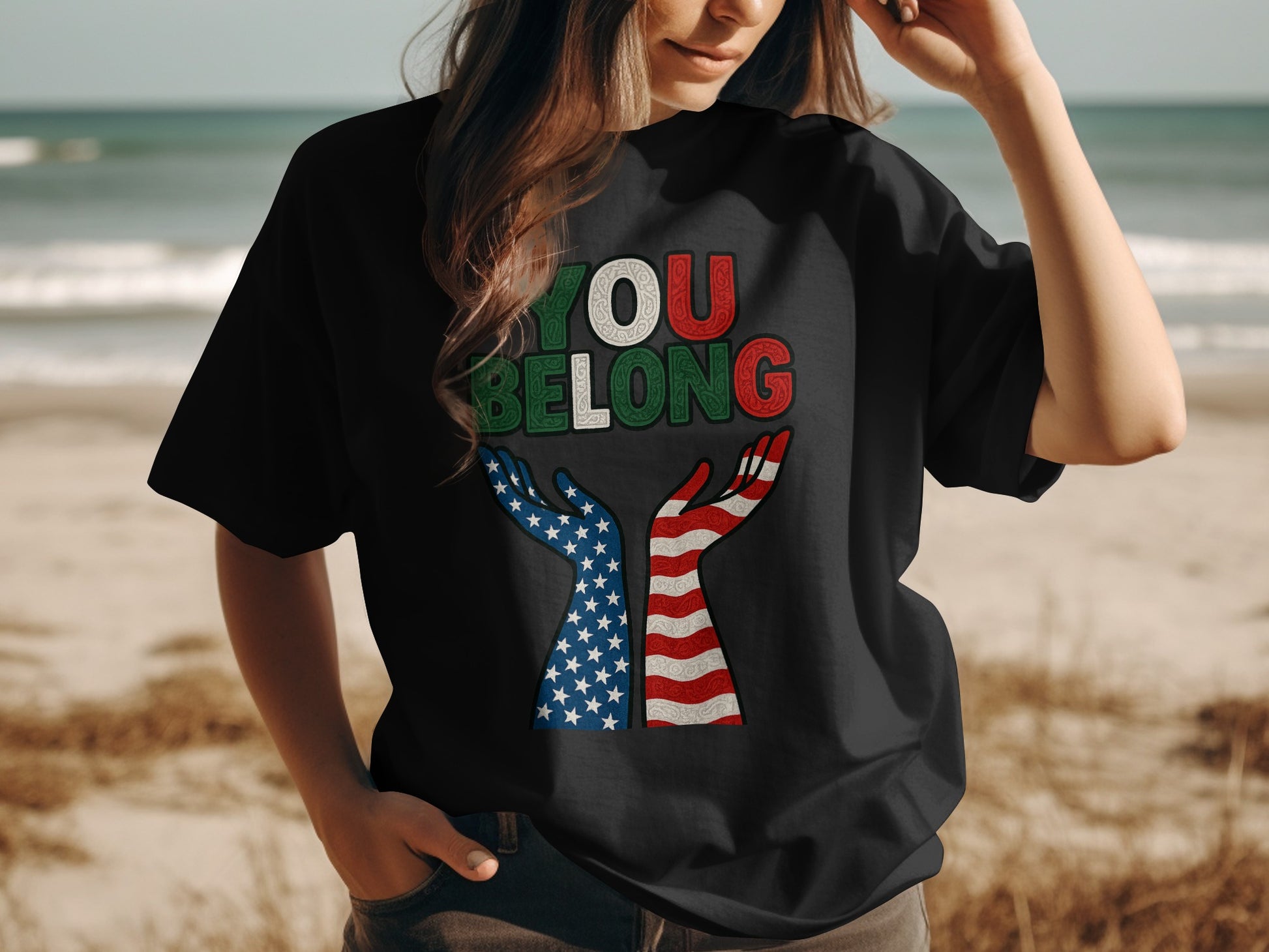 You Belong Flag Design Graphic Tee Shirt product