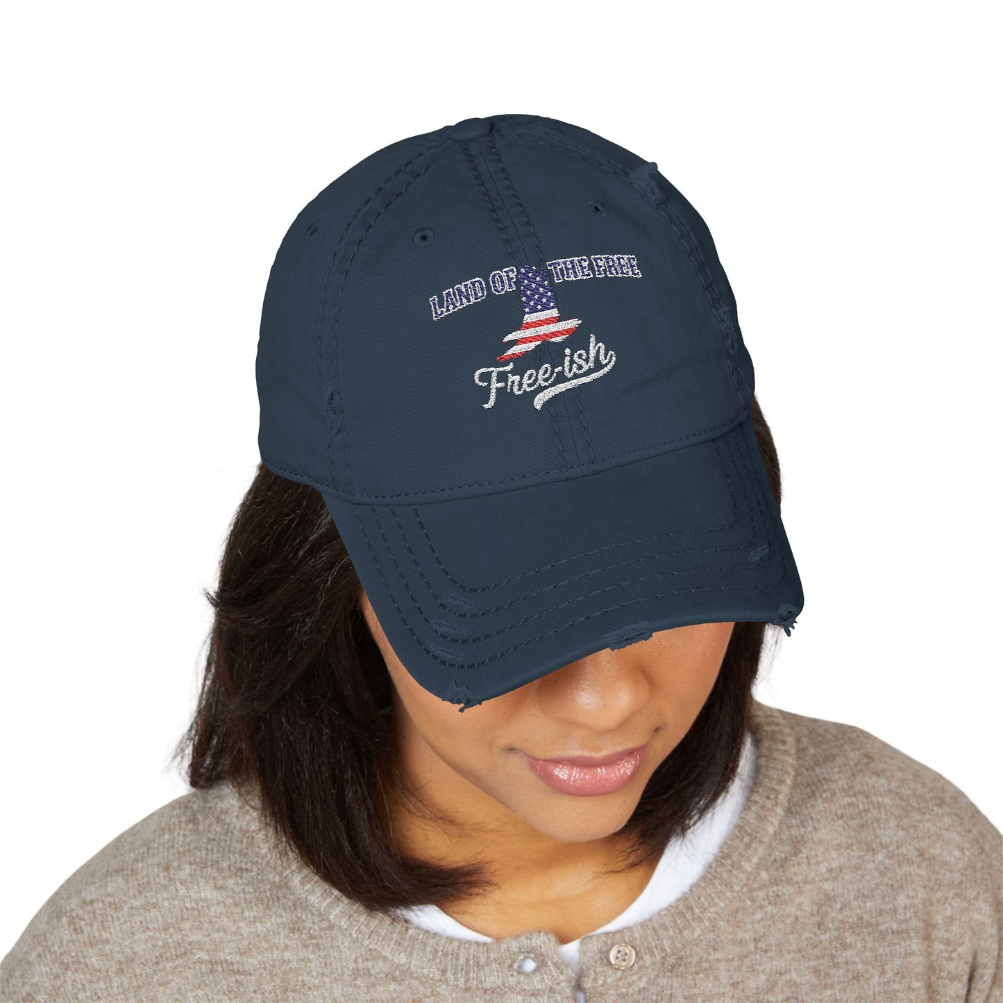 4th of July Hat Distressed Cat Dad Hat with Embroidery | Casual Fashion, Gifts for Cat Lovers, Outdoor Style, Father's Day, Everyday Wear