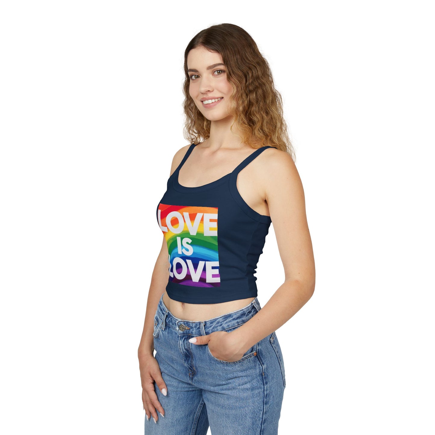 Pride tank top Rainbow Love Is Love Spaghetti Strap Tank Top