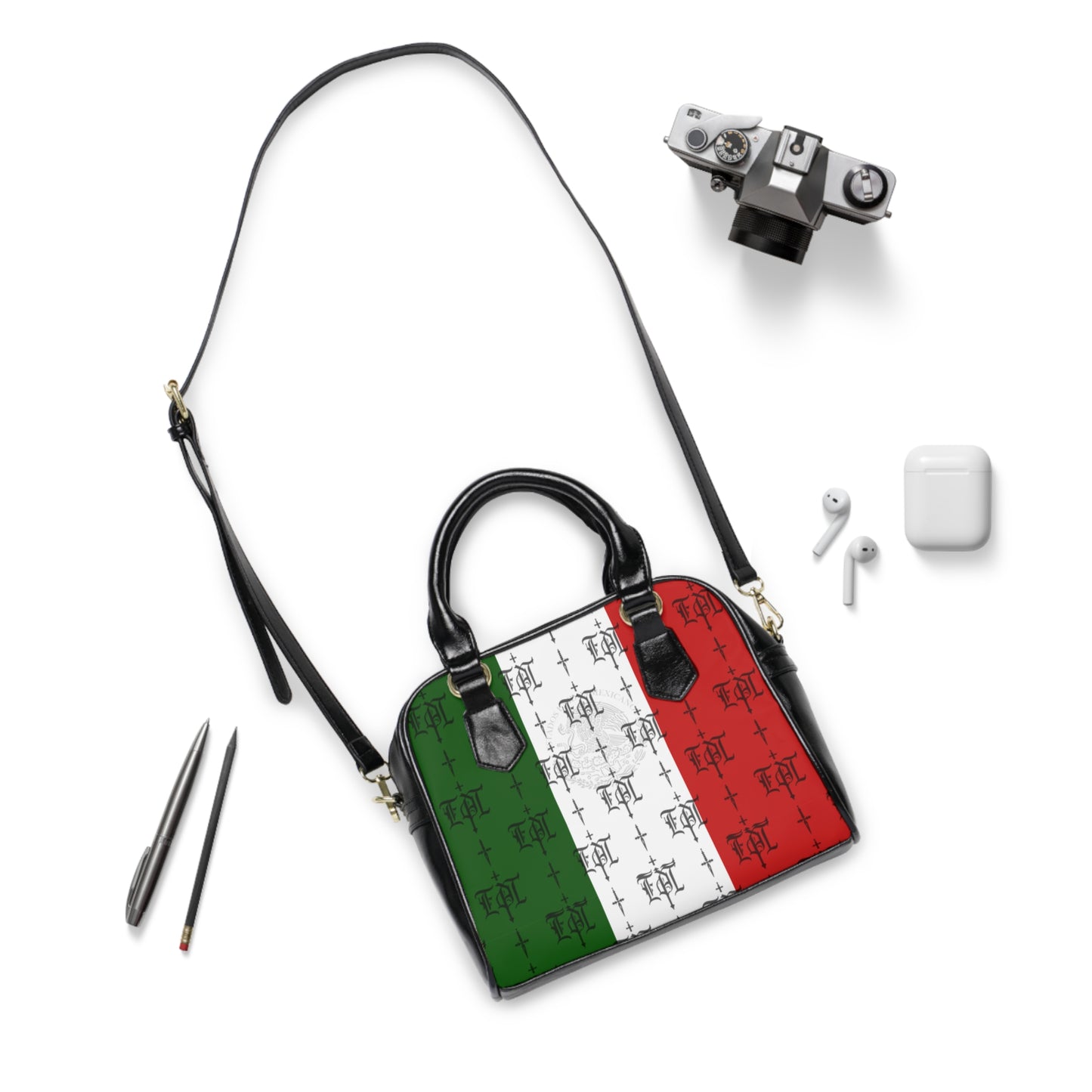 FDT Mexico Purse That Speaks To Anti Trump Liberal Purse |Monogram Grey Shoulder Handbag — Elegant Patterned Satchel Purse