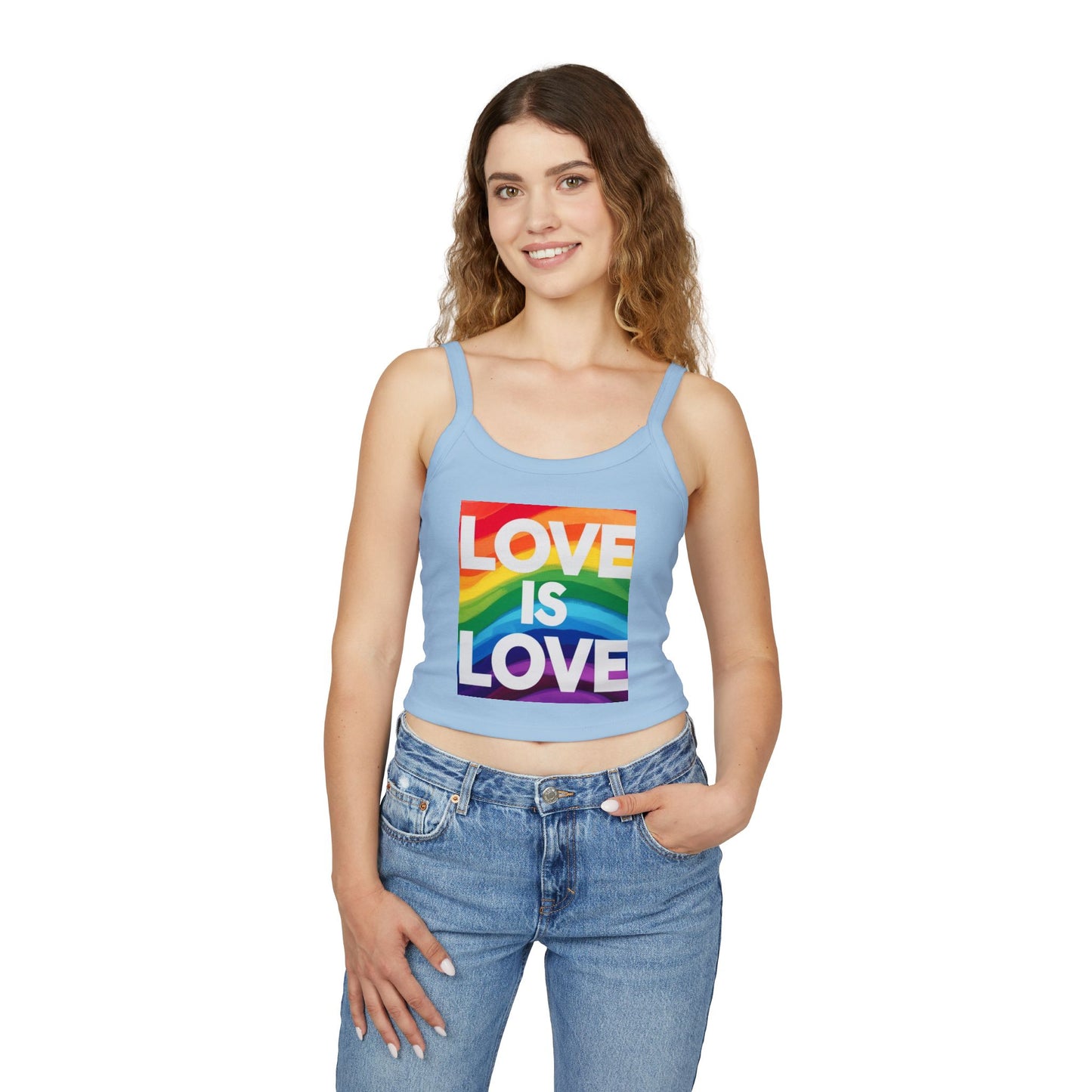 Pride tank top Rainbow Love Is Love Spaghetti Strap Tank Top