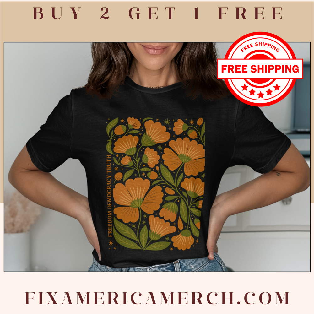 Freedom Democracy Truth Floral Graphic Shirt product