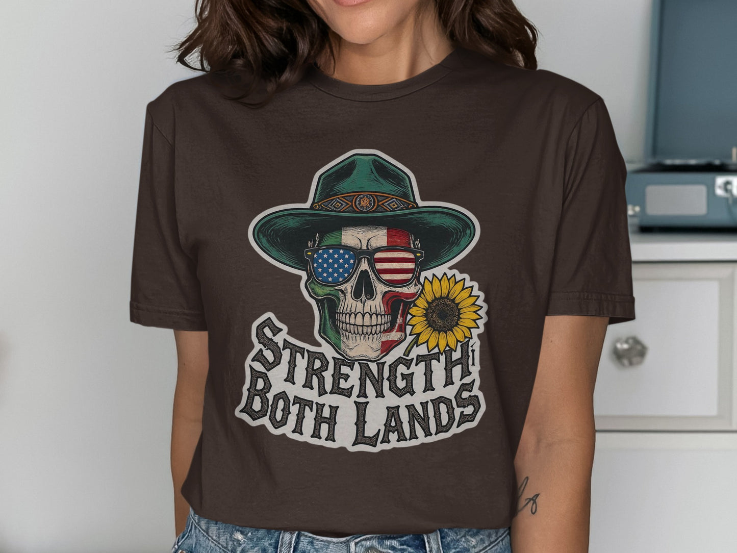 Strength Both Lands Skull Graphic T-Shirt product