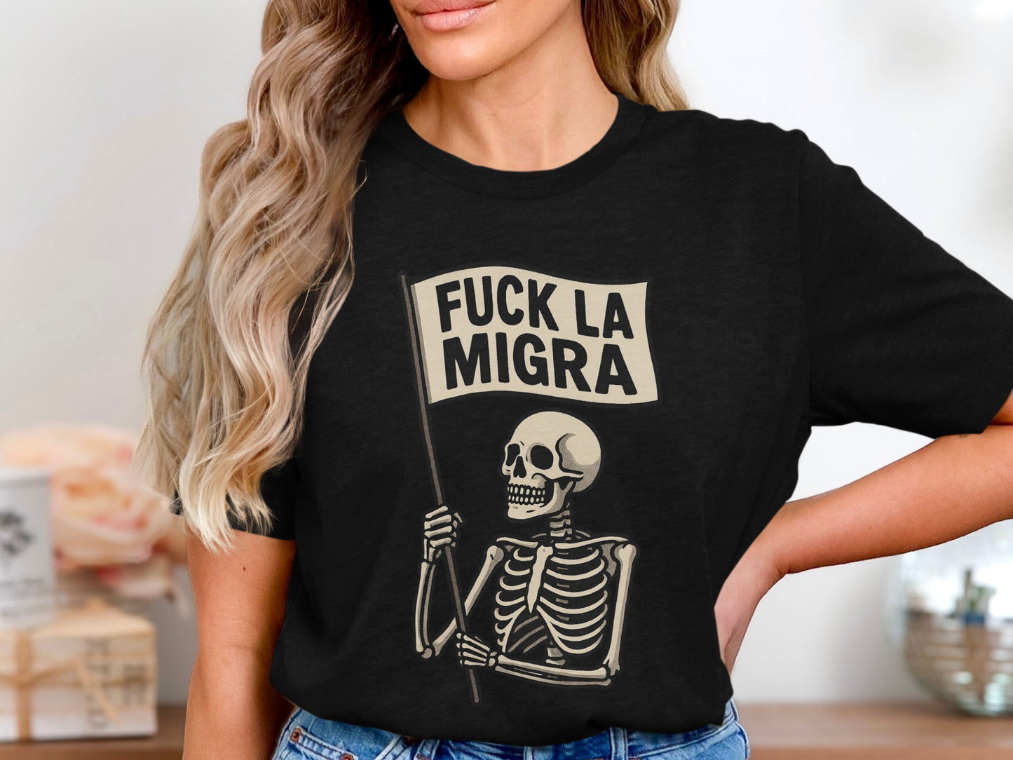 Fuck La Migra Skeleton Graphic T-Shirt product