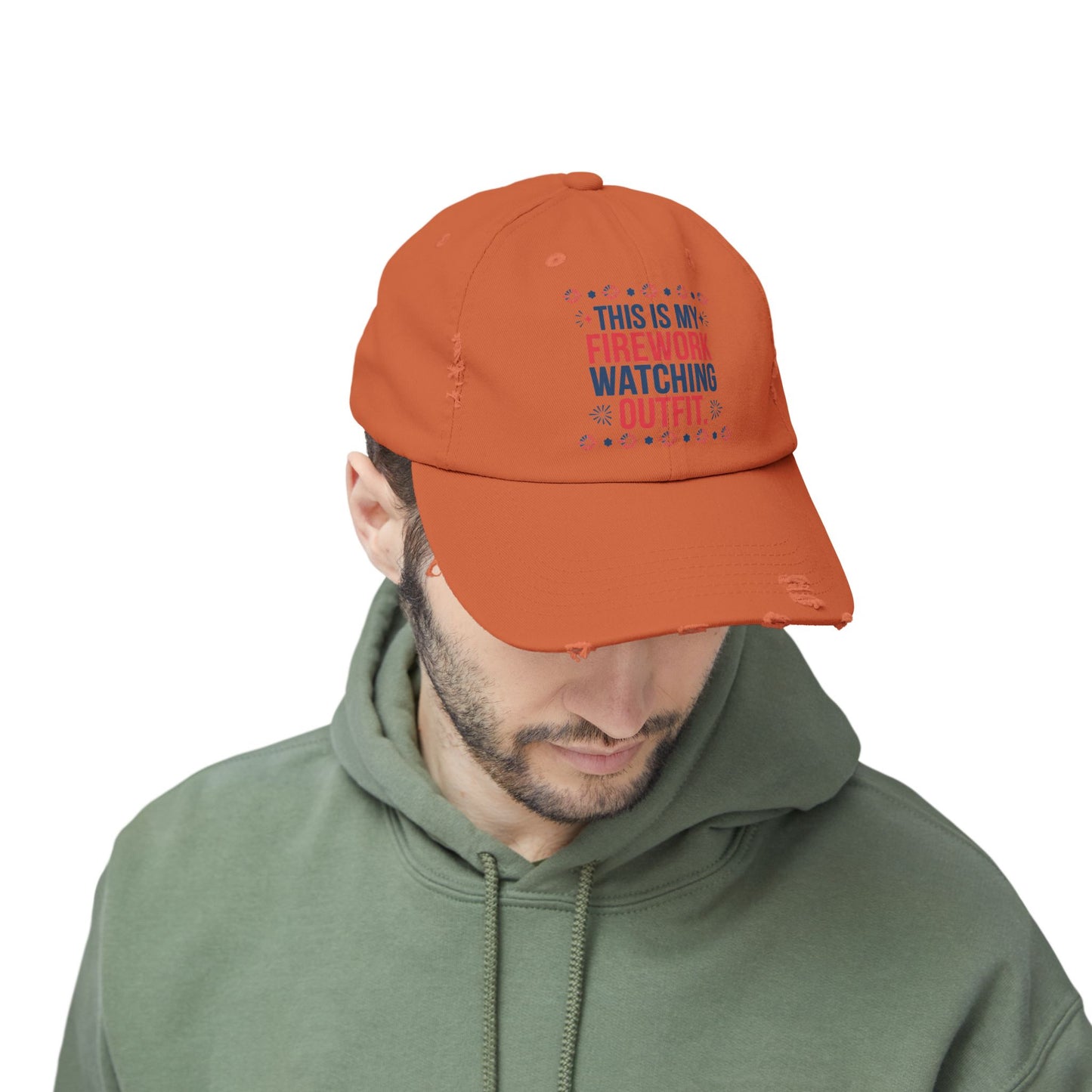 Firework Watching Cap - Unisex Distressed Hat for Celebrations
