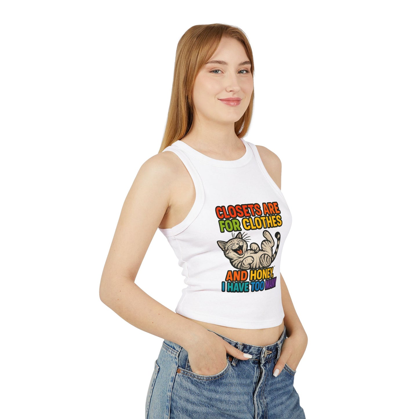 Pride Tank Top Funny Cat Love Women's Racer Tank Top - 'Closets Are For Clothes'