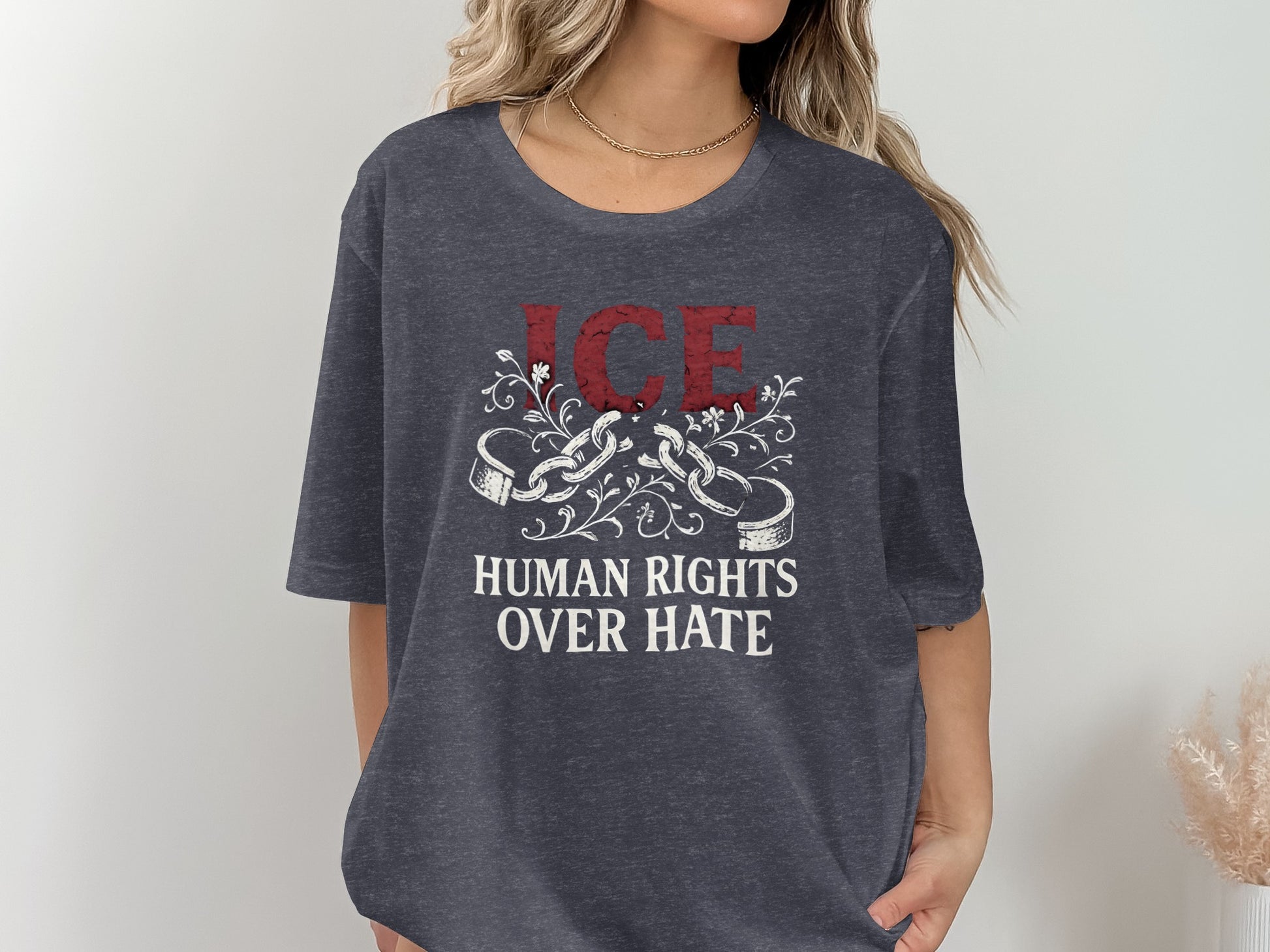ICE Human Rights Over Hate Graphic T Shirt product type