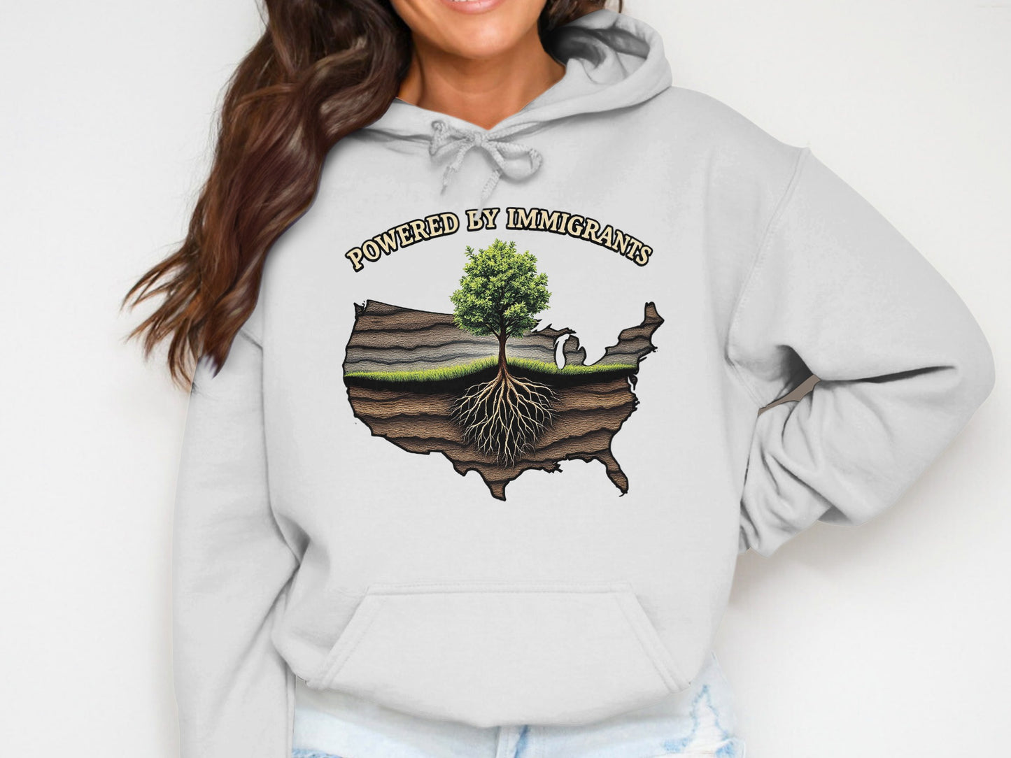Powered by Immigrants Map Design Hoodie product type