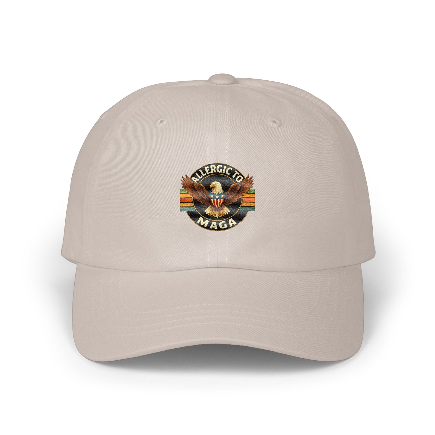 Allergic To MAGA Embroidered Beige Cap Product