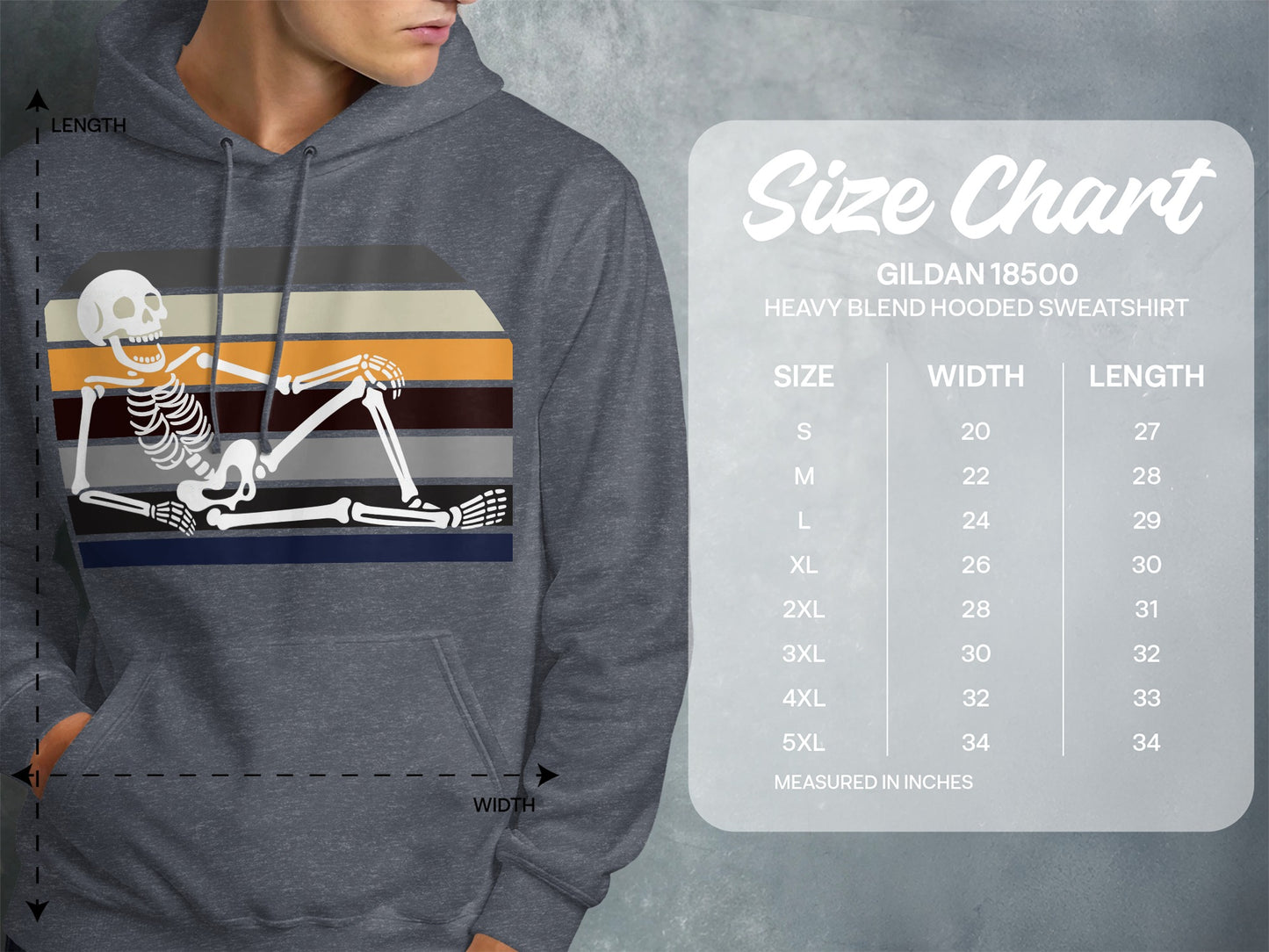 Vintage Skeleton Striped Graphic Hooded Sweatshirt product
