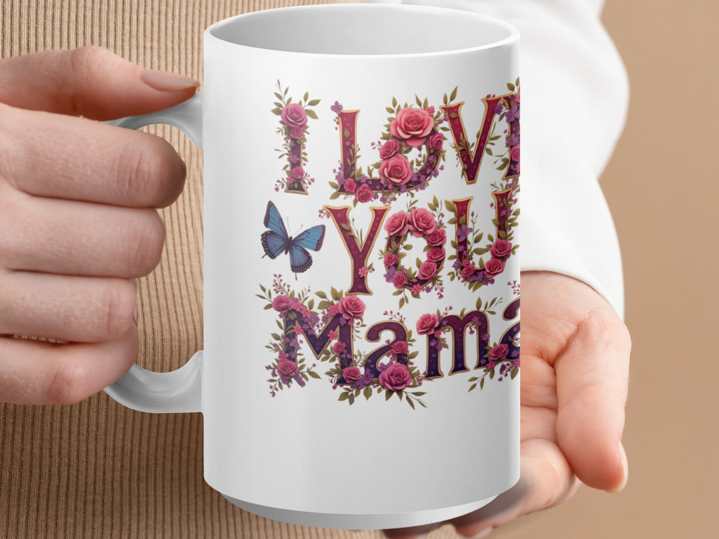 I Love You Mama Mug with Floral Design product type