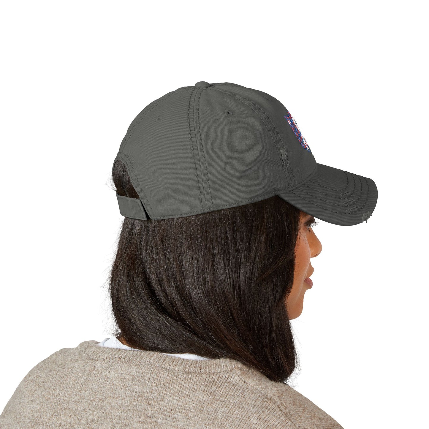 4th of July Hat Distressed Cat Dad Hat with Embroidery | Casual Fashion, Gifts for Cat Lovers, Outdoor Style, Father's Day, Everyday Wear